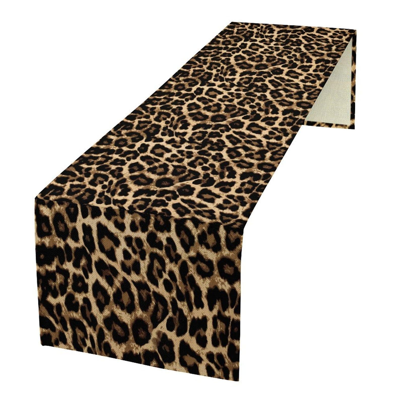 Brown Leopard Print Table Runner,Cheetah Animal Tiger Skin Pattern Art Kitchen Dining Table Decoration for Home Party Decor Table Runners 13x60in