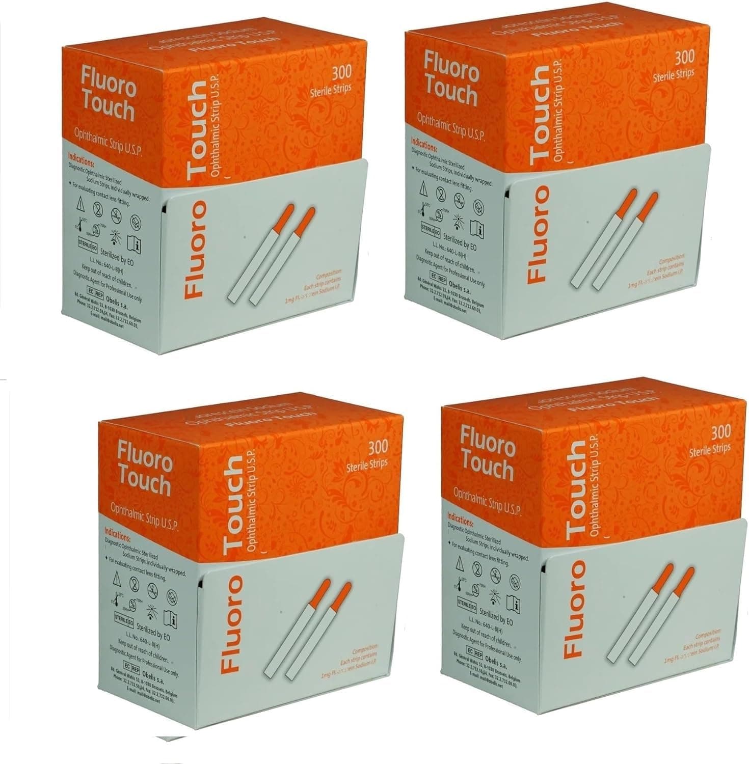 Ophthalmic Fluoro Touch Strips - 1200 Strips -(4 x 300=1200 Count by KASHSURG