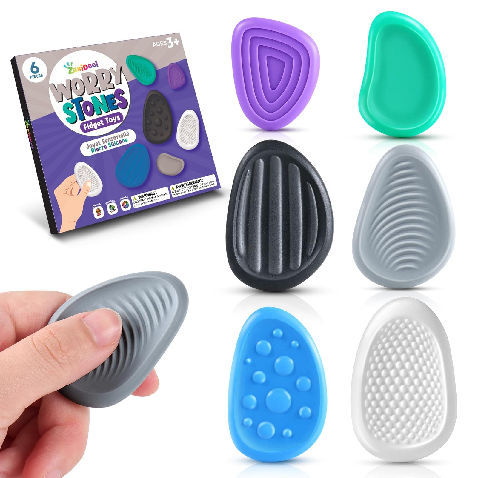 Fidget Toys Kids Adults Sensory Stones 12 Pack Quiet Fidget Bulk for Autism