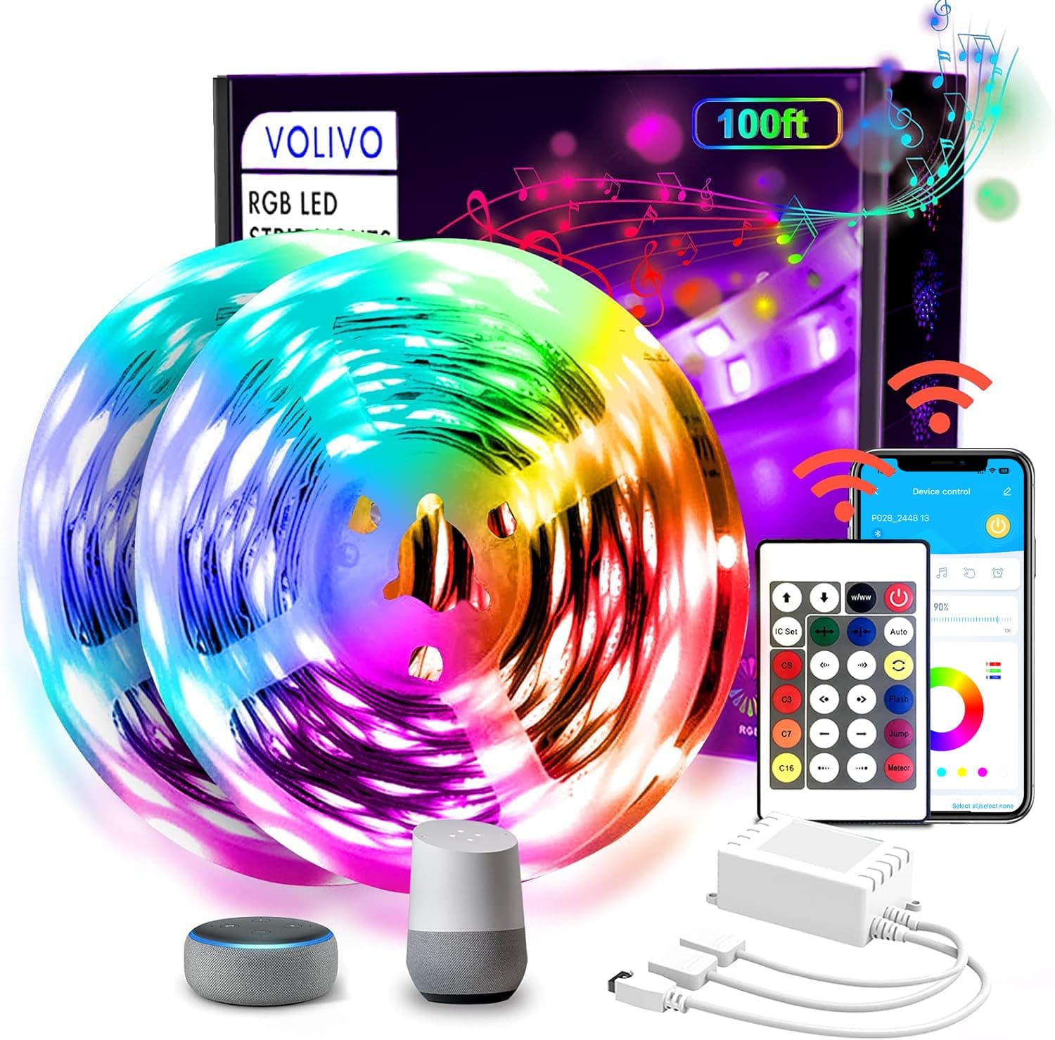 VOLIVO 100ft WiFi Led Strip Lights for Bedroom with App Control