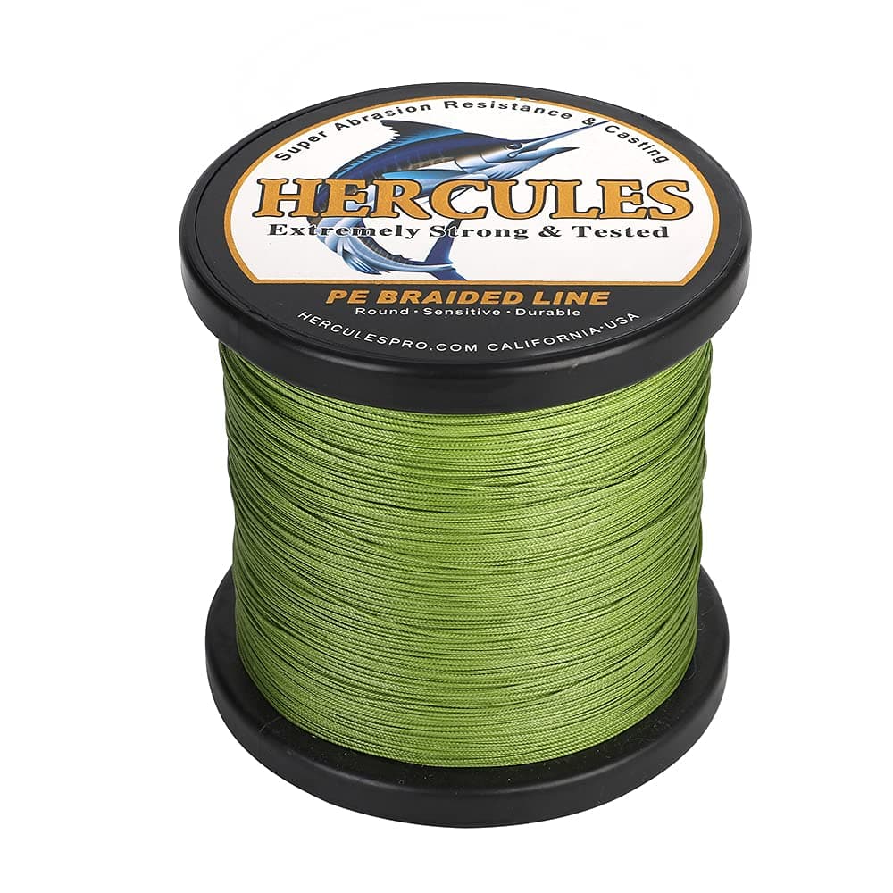 HERCULES Braided Fishing Line 12 Strands, 100-2000m 109-2196 Yards Braid Fish Line, 10lbs-420lbs Test PE Lines for Saltwater Freshwater - Army Green, 90lbs, 300m