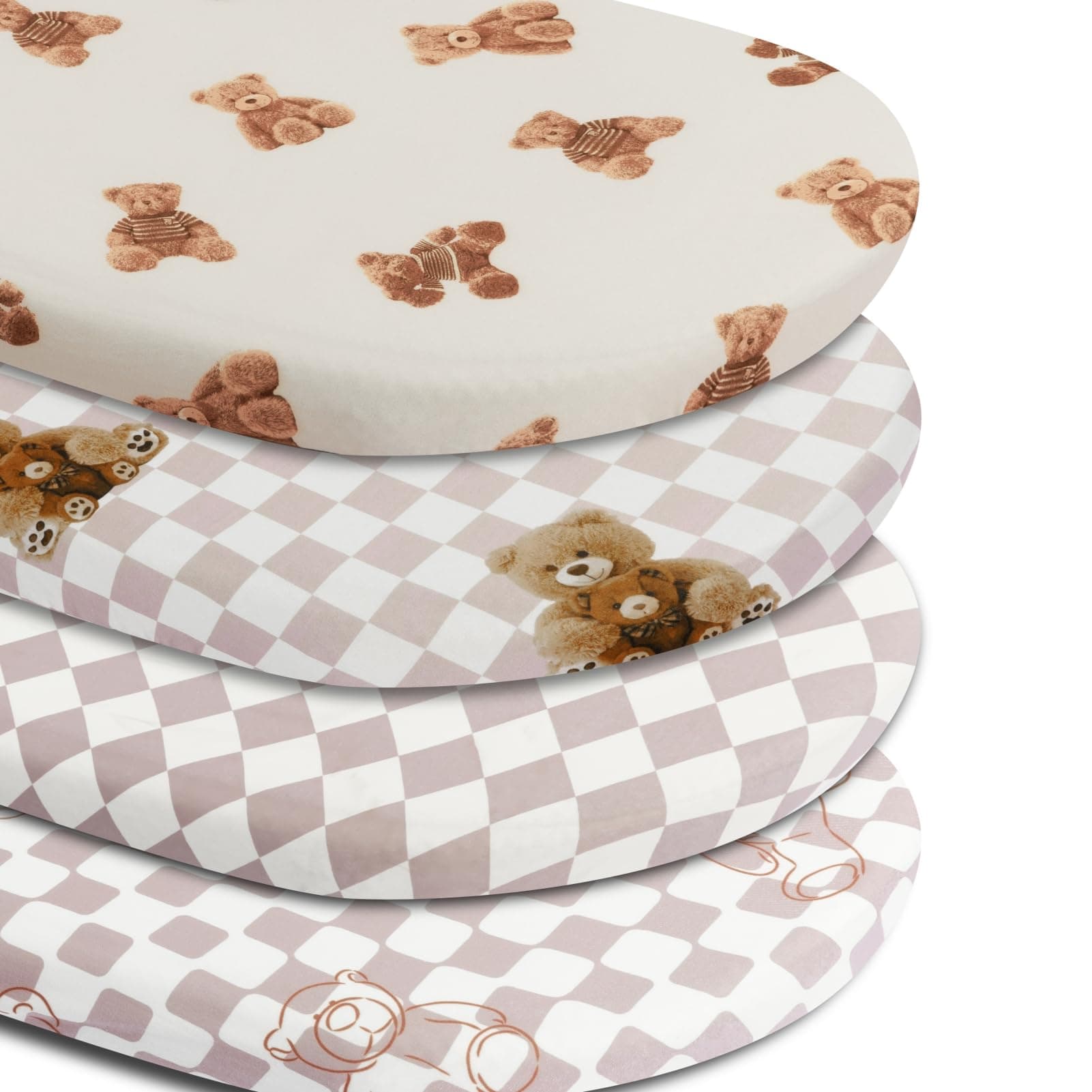 Fitted Baby Neutral Bassinet Sheets Bear and Buffalo Check Plaid Breathable Unisex Baby Sheet Set for Boys or Girls