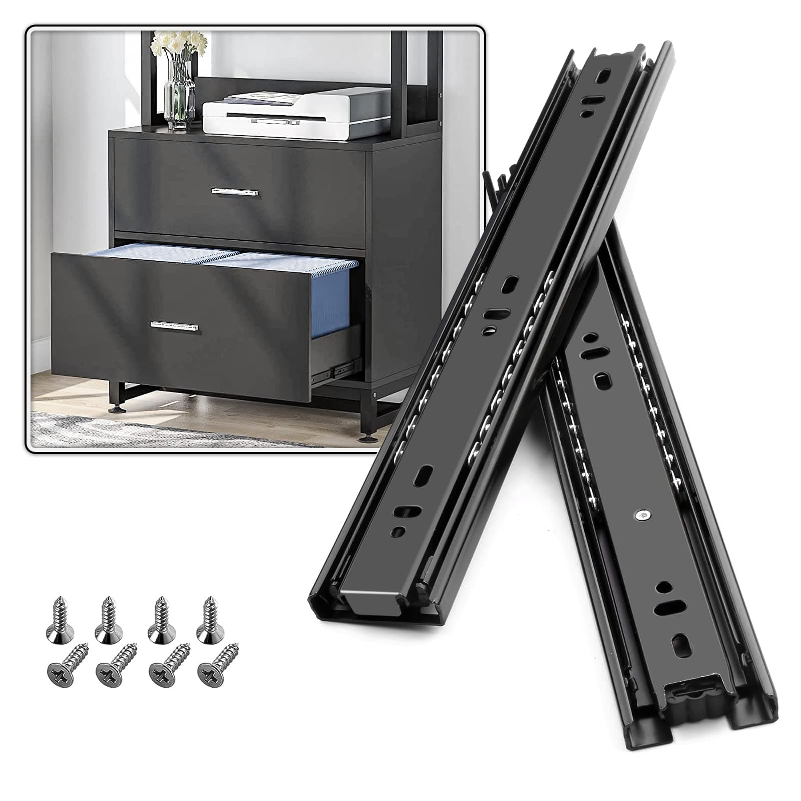 SHUHANG 18 Inch Full Extension Drawer Slides Ball Bearing 100LB 1 Pair