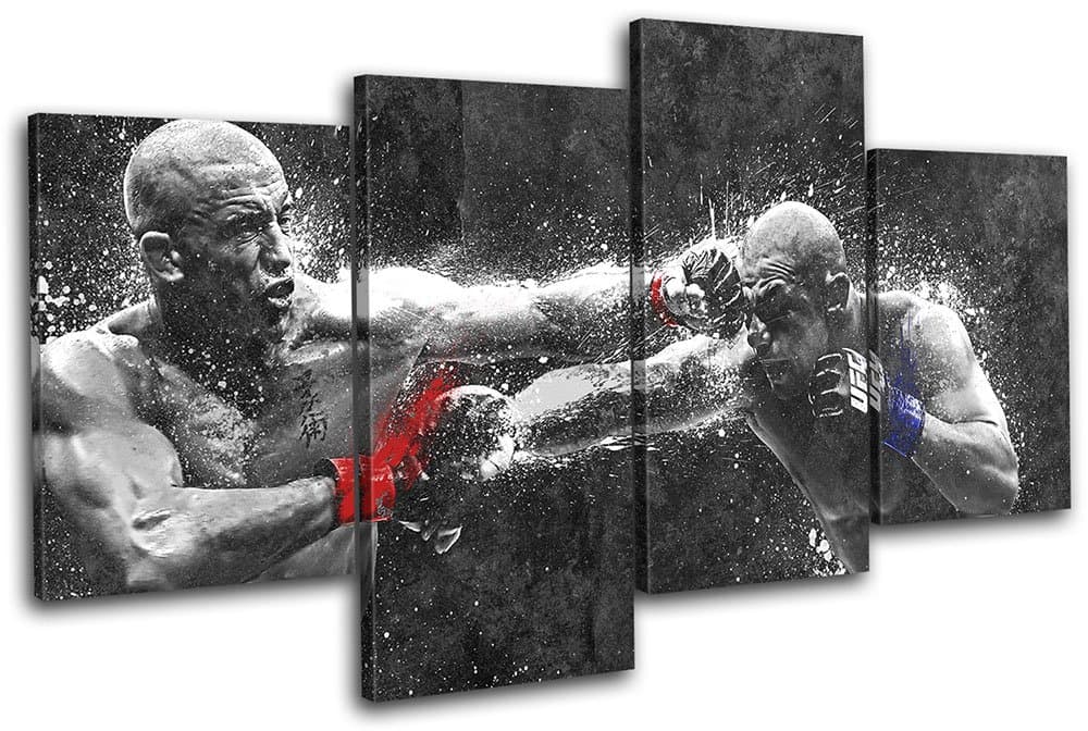 Bold Bloc Design - Georges St Pierre Alves UFC MMA Sports 240x135cm Multi Canvas Art Print Box Framed Picture Wall Hanging - Hand Made in The UK - Framed and Ready to Hang