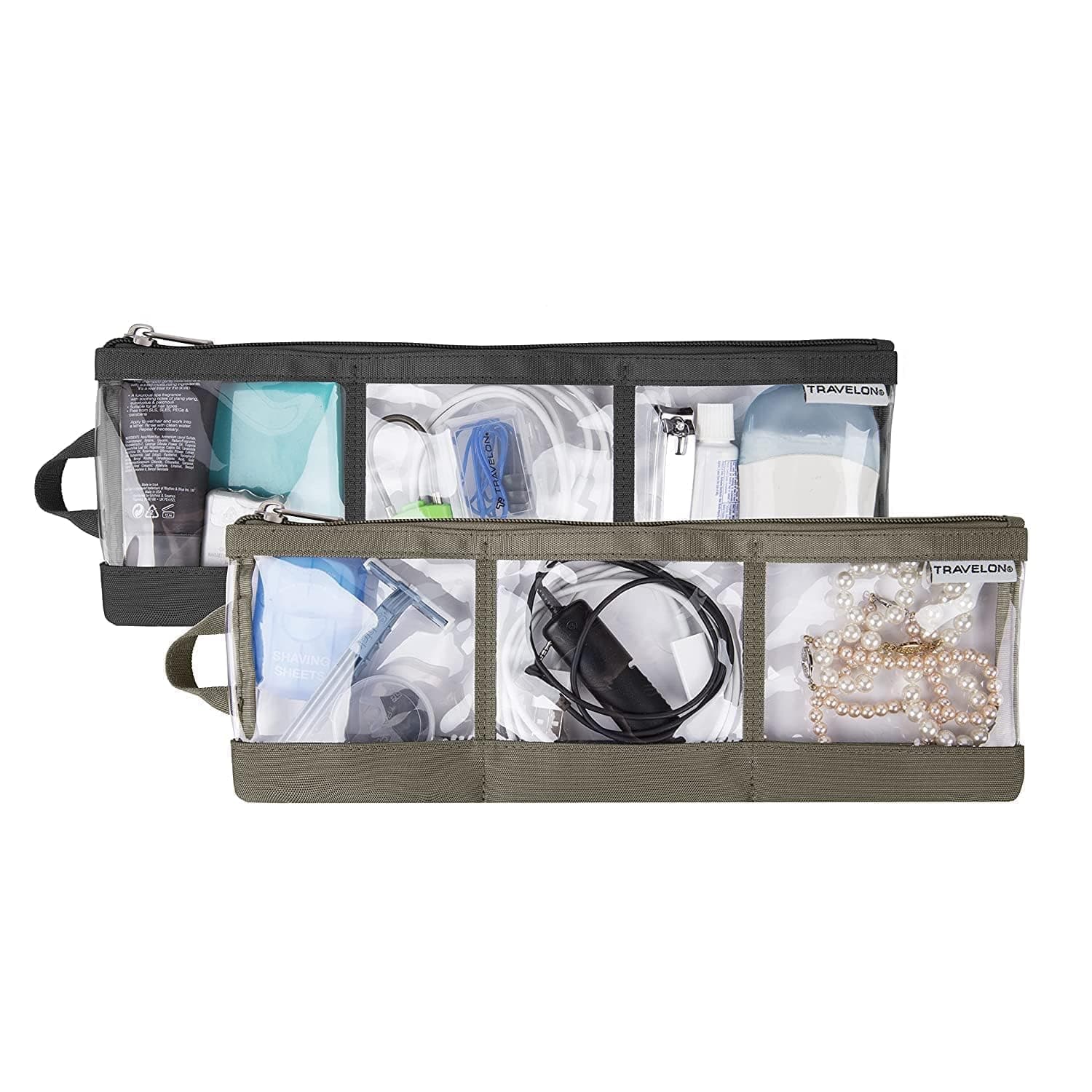 Travelon Set, Black/Nutmeg, One Size, Travelon Set of 2 Accessory Organizer