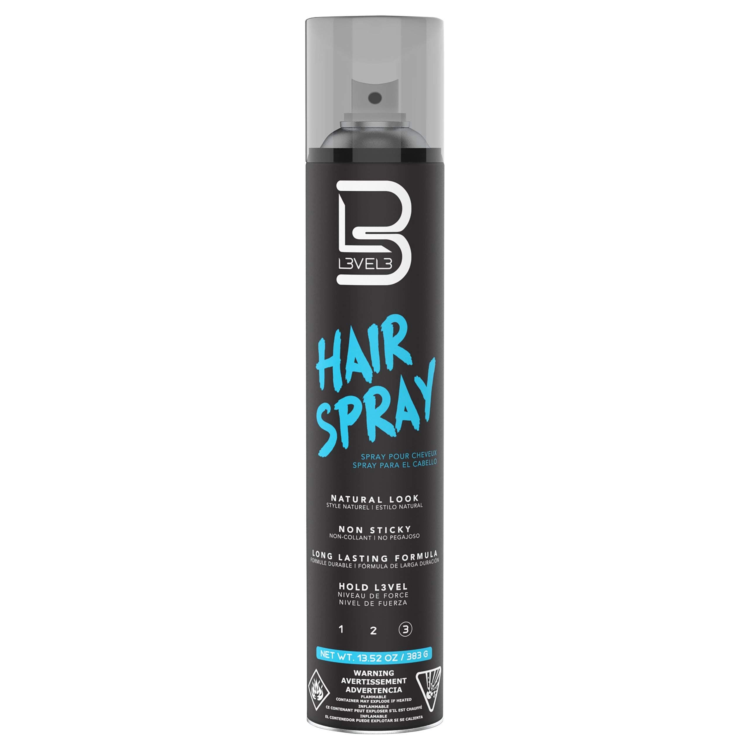 L3VEL3 Hair Spray - Non Sticky and Strong Hold Formula - Adds Long Lasting Shine and Body - Natural Movement and Touchable Texture - Perfect Finishing Touch - Suitable for All Hair Types - 383 g