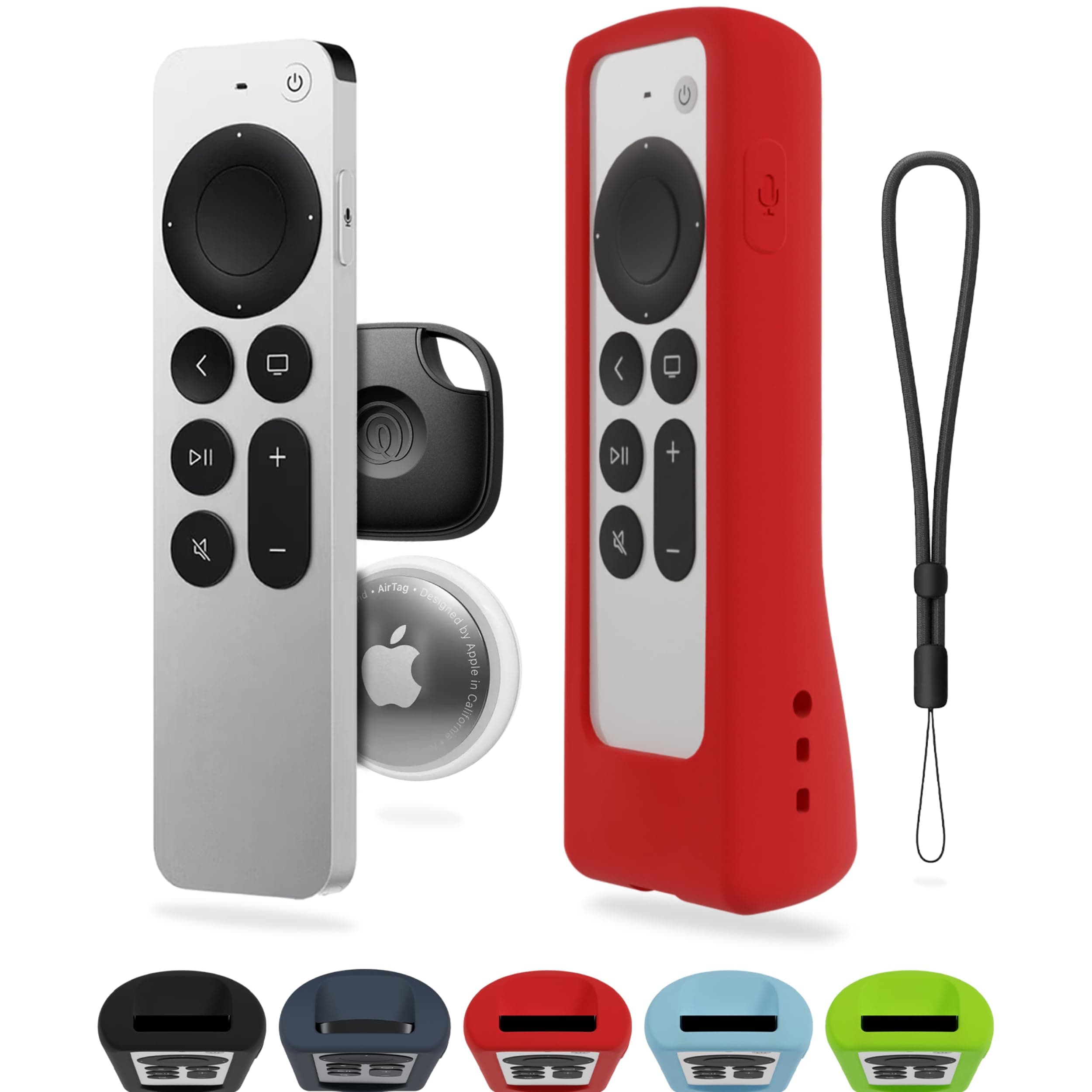 73&Sunny GripStand™ Apple TV Remote Cover: Compatible with AirTag, Fits Siri Apple TV 4K/HD (2nd & 3rd Gen), Stand-Up Design, Enhanced Grip, Anti-Slip and Drop Protection, Fiery Red