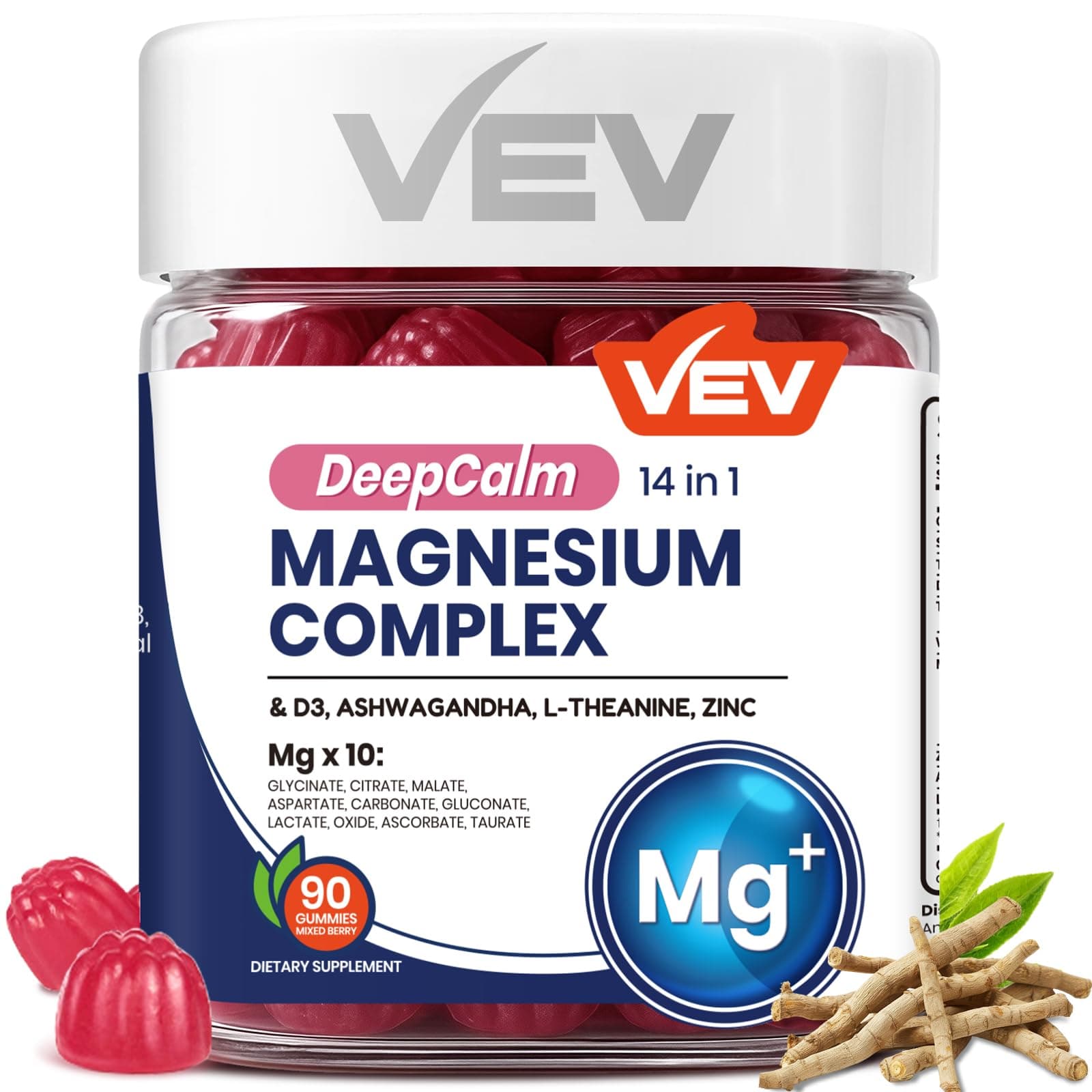 VEV Deep Calm Magnesium Complex 14-in-1 Glycinate Gummies for Women and Men