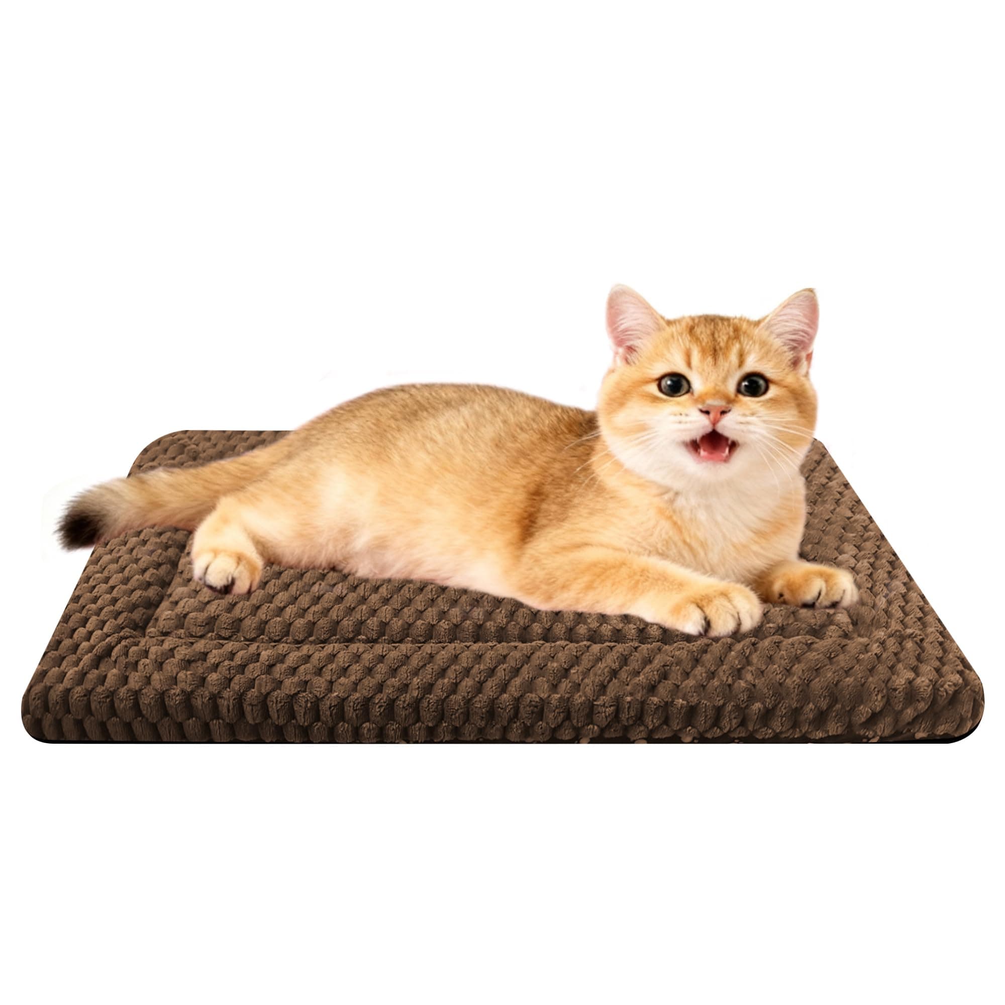 Dog Bed Mat,Reversible & Ultra Soft Kennel Pad-Machine Washable Pet Bed for Dogs & Cats-All-Weather Crate Liner for Crates,Carriers & Travel (Dark Brown, 18" L x 14" W x 1.5" Th)
