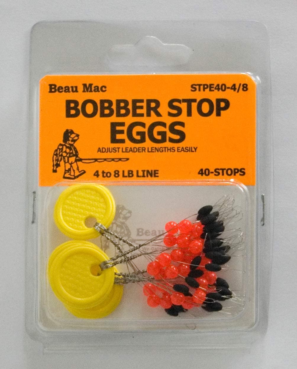 Beau Mac STPE40-4/8 Bobber Stop Eggs Rubber w/Beads 40Pk, 4 to 8 lb