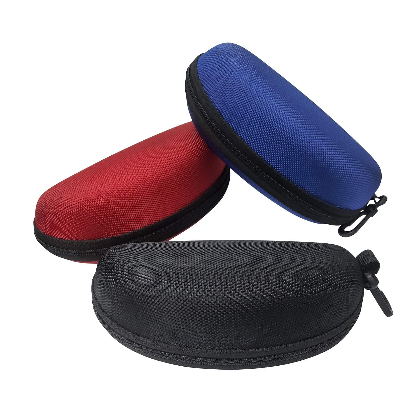 HSYMQ 3 Pack Sunglasses Case, Organize & Protect Eyeglasses, Safety Glasses, Goggles & Reading Glasses, Soft EVA Material, Red & Blue Solid Classic Case