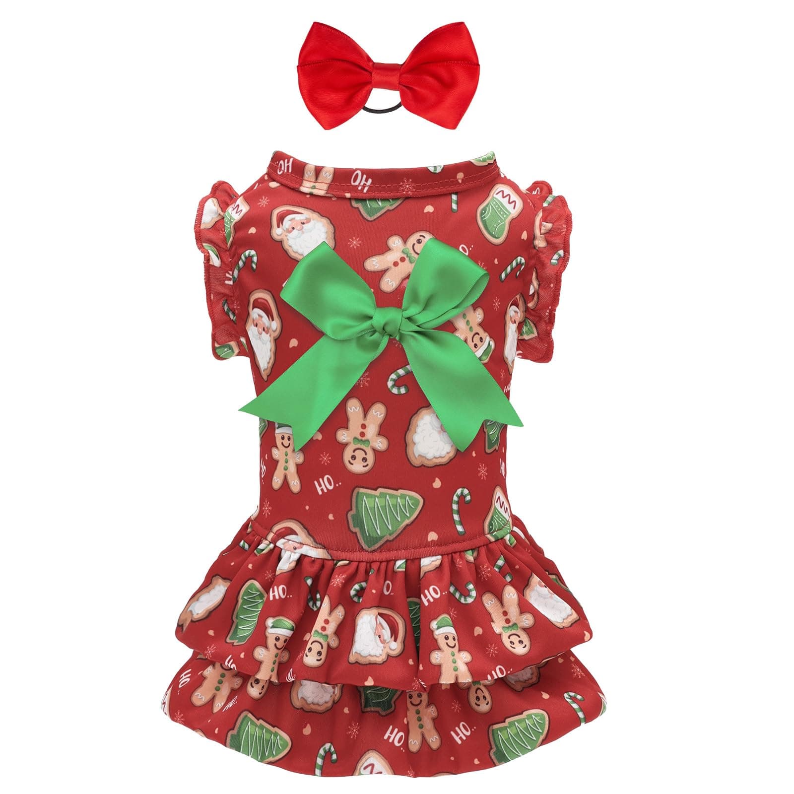 CuteBone Dog Christmas Dress Girl Puppy Double Layers Skirt Cat Outfit Pet Clothes for Small Dogs Costume Birthday Gift DR29S