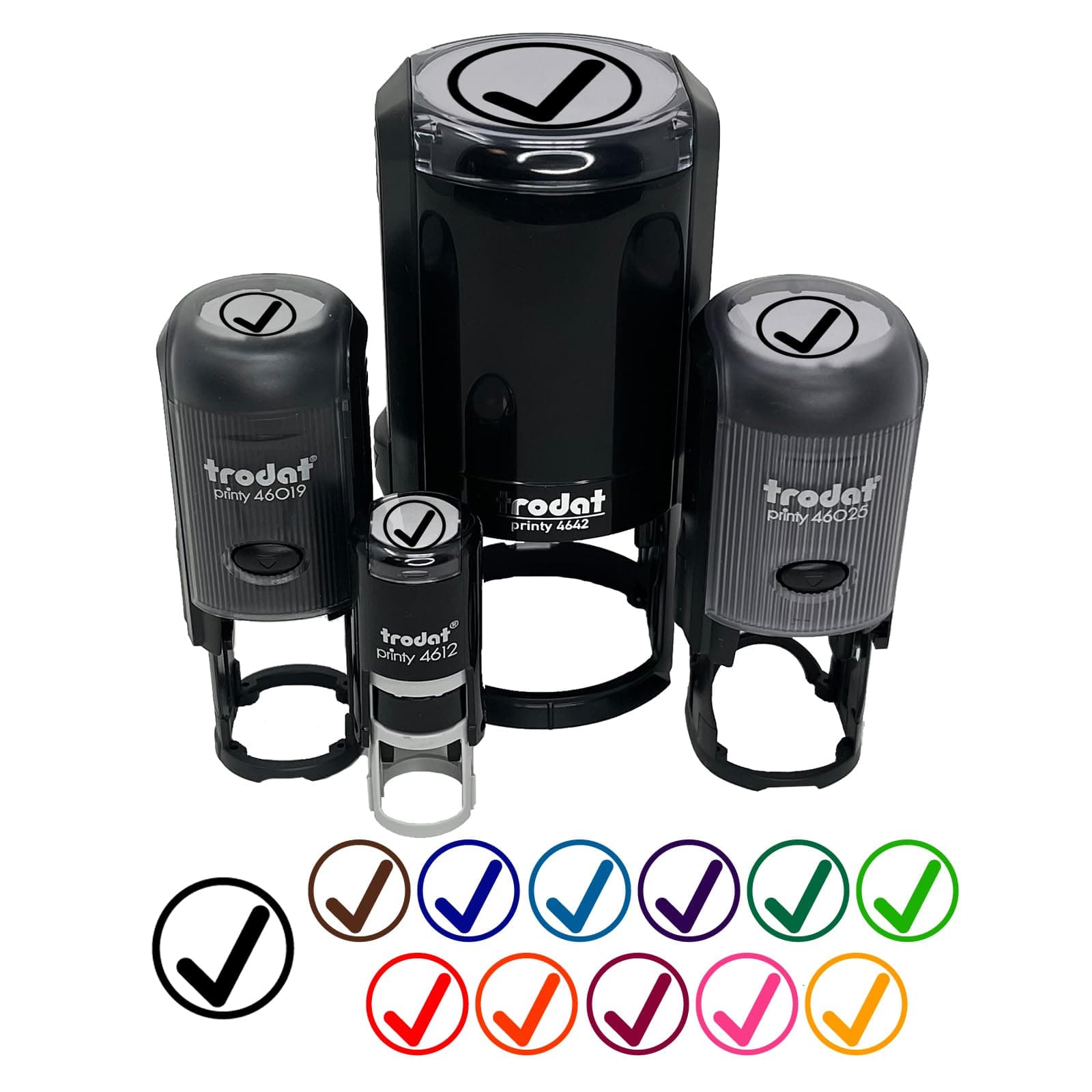 Check Mark in Circle Completed Self-Inking Rubber Stamp Ink Stamper for Stamping Crafting Planners - 1-1/2 Inch Large - Black Ink