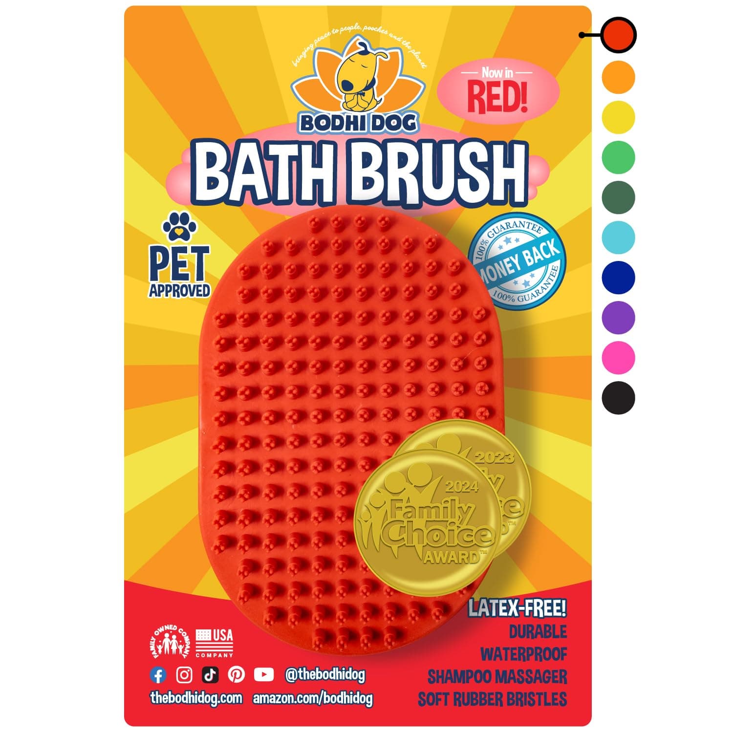 Bodhi Dog - Shampoo Brush, Pet Grooming & Bath Supplies for Cats and Dogs, Bath Brush for Long & Short Hair, Premium Cleaner for Shower, Bath & Massage (Pack of 1)