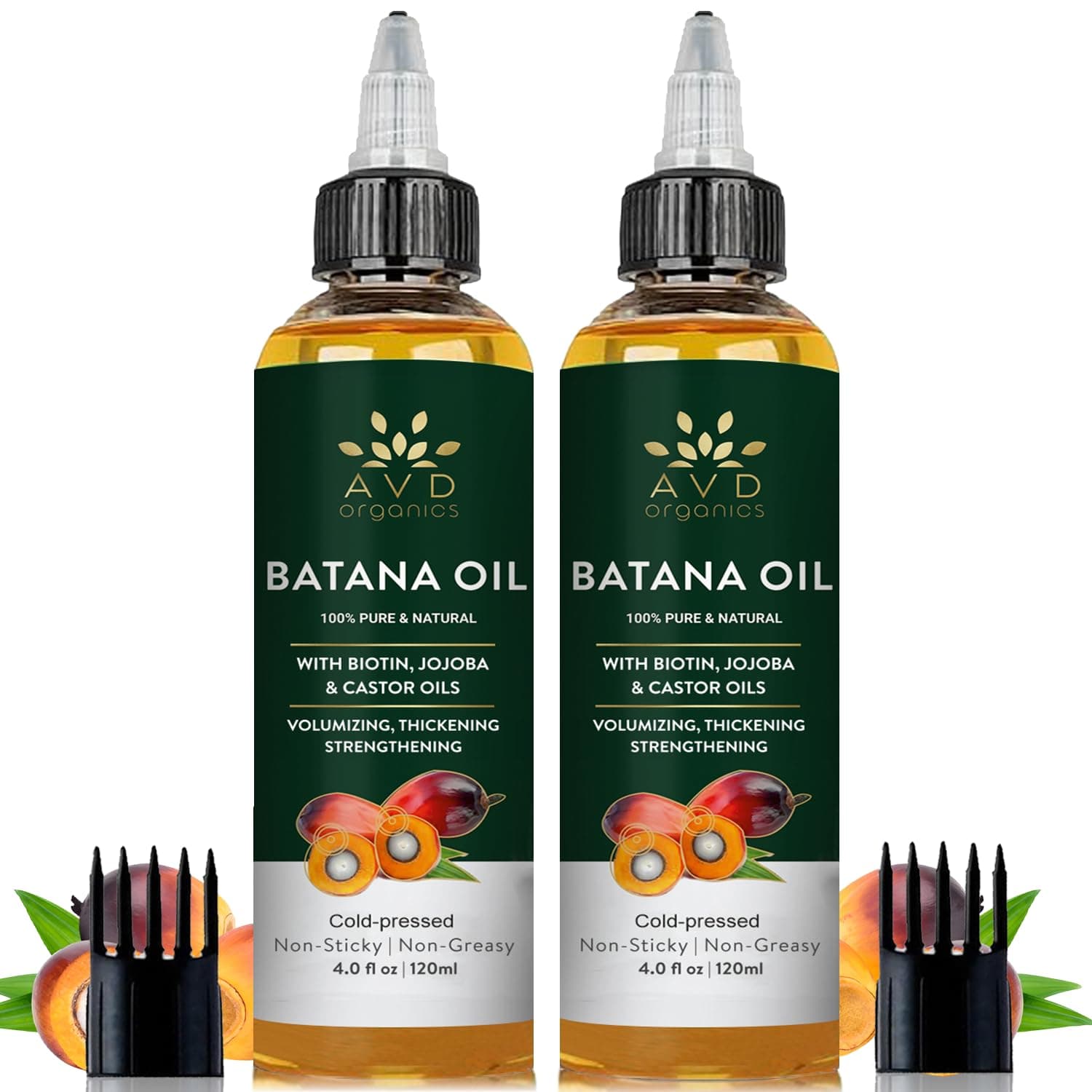 AVD Organics Dr. Sebi Batana Oil for Hair | 120ml (Pack of 2) | 100% Unrefined from Honduras | Nourishing, Strength & Volumizing | Made for All Hair Types (4 fl oz)