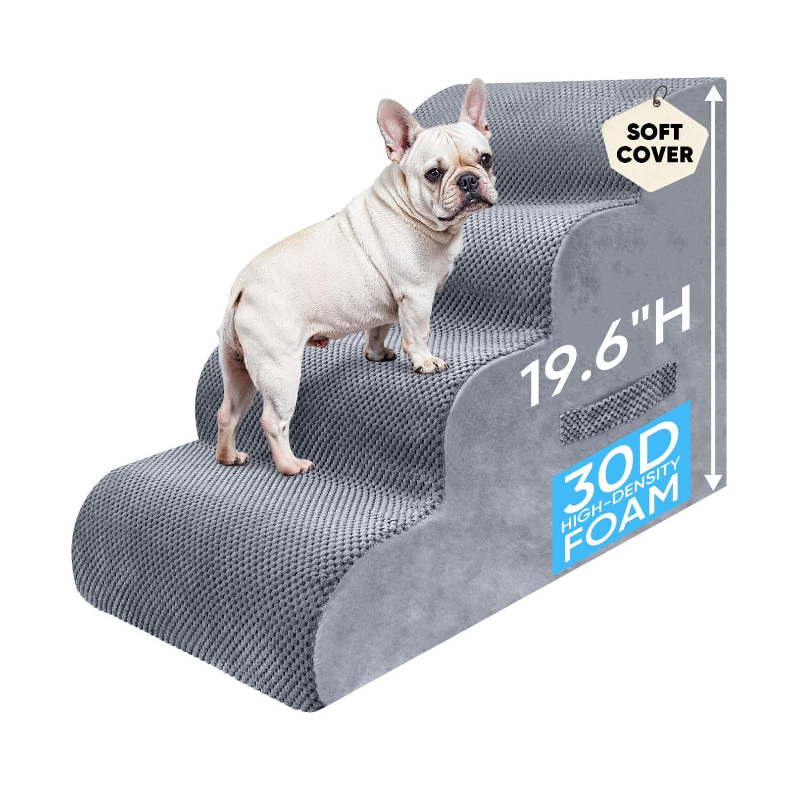 PAWSCRAT 4-Step Pet Stairs for High Beds & Sofas, 19.6''H Dog Stairs