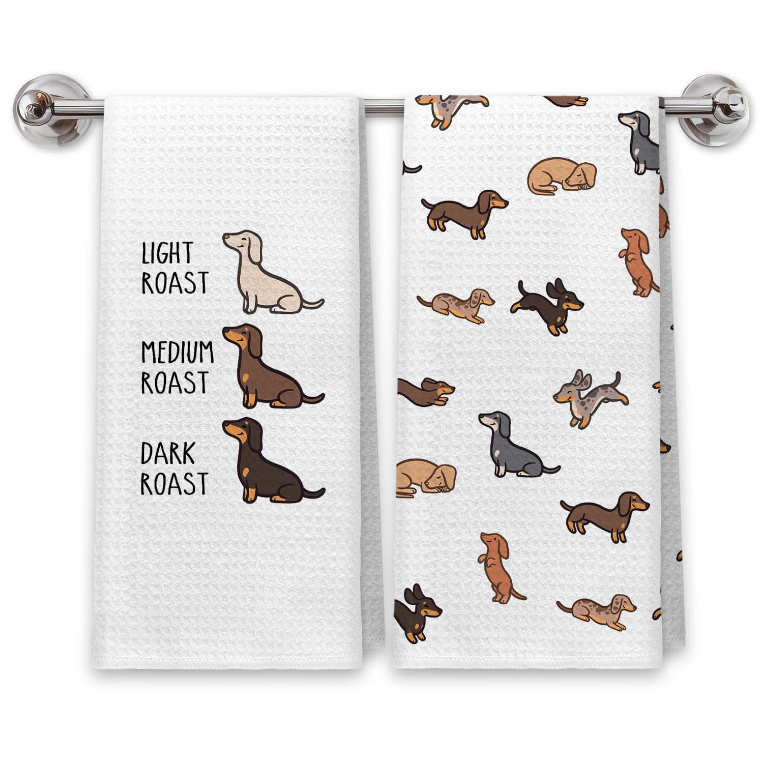 PIUD Funny Dachshund Dog Kitchen Towels, Dachshund Lovers Gifts Dish Tea Towels for Kitchen Decor, Doxie Sausage Wiener Dog Hand Towels for Bathroom Decor, 16x24 Inch Set of 2
