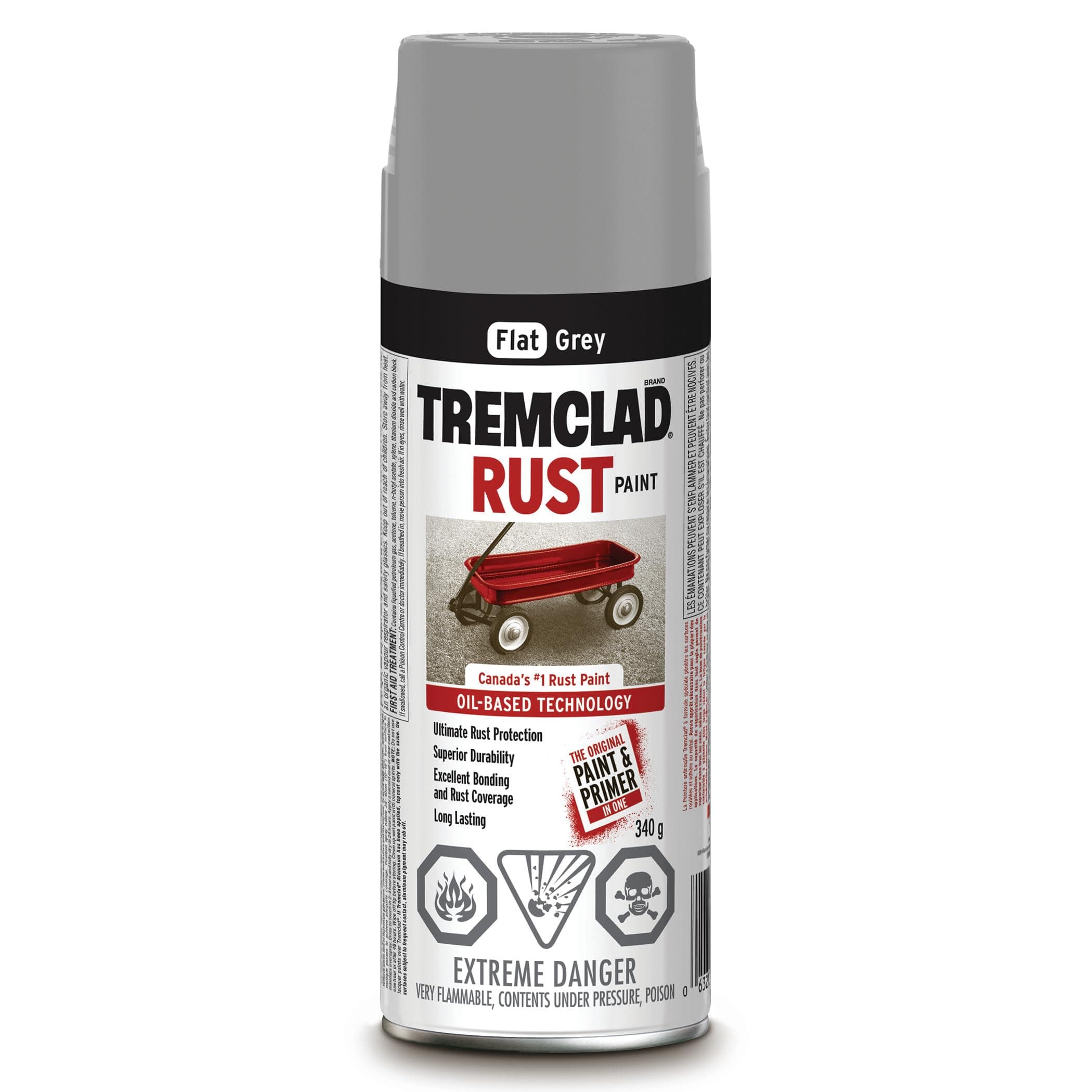 Tremclad - Oil Based Rust paint in Flat grey 340g