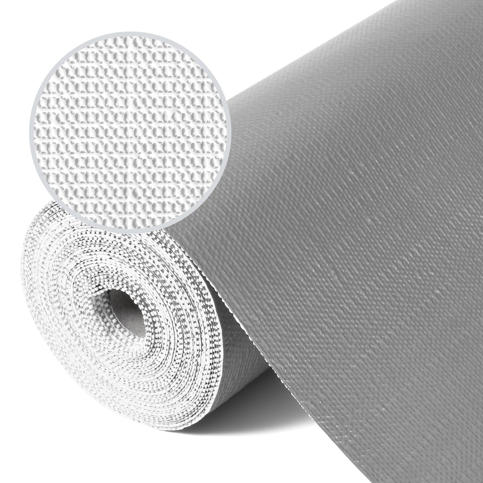 StaHom Drawer Liner, Shelf Liners for Kitchen Cabinet Waterproof & Oil-Proof Cupboard Liner Non-Slip Drawer Mat PVC Material Non Adhesive Kitchen Liner for Countertop Gray 17.5 x 157.4 Inches