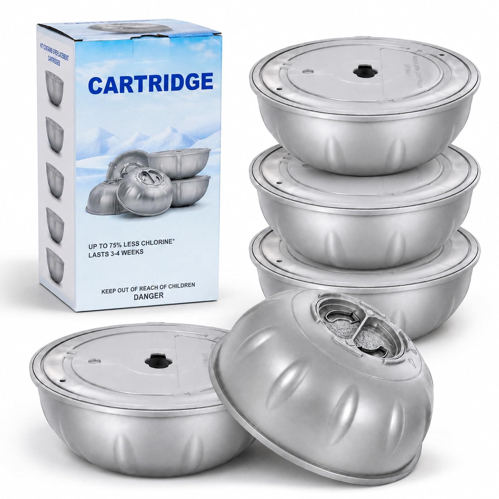 KEWINTANT 5 Pcs Hot Tub Replacement Cartridges for Frog Ease Floating System, Fits Up to 600 Gallons, Easy to Install, Long-Lasting Filtration for Clean Water