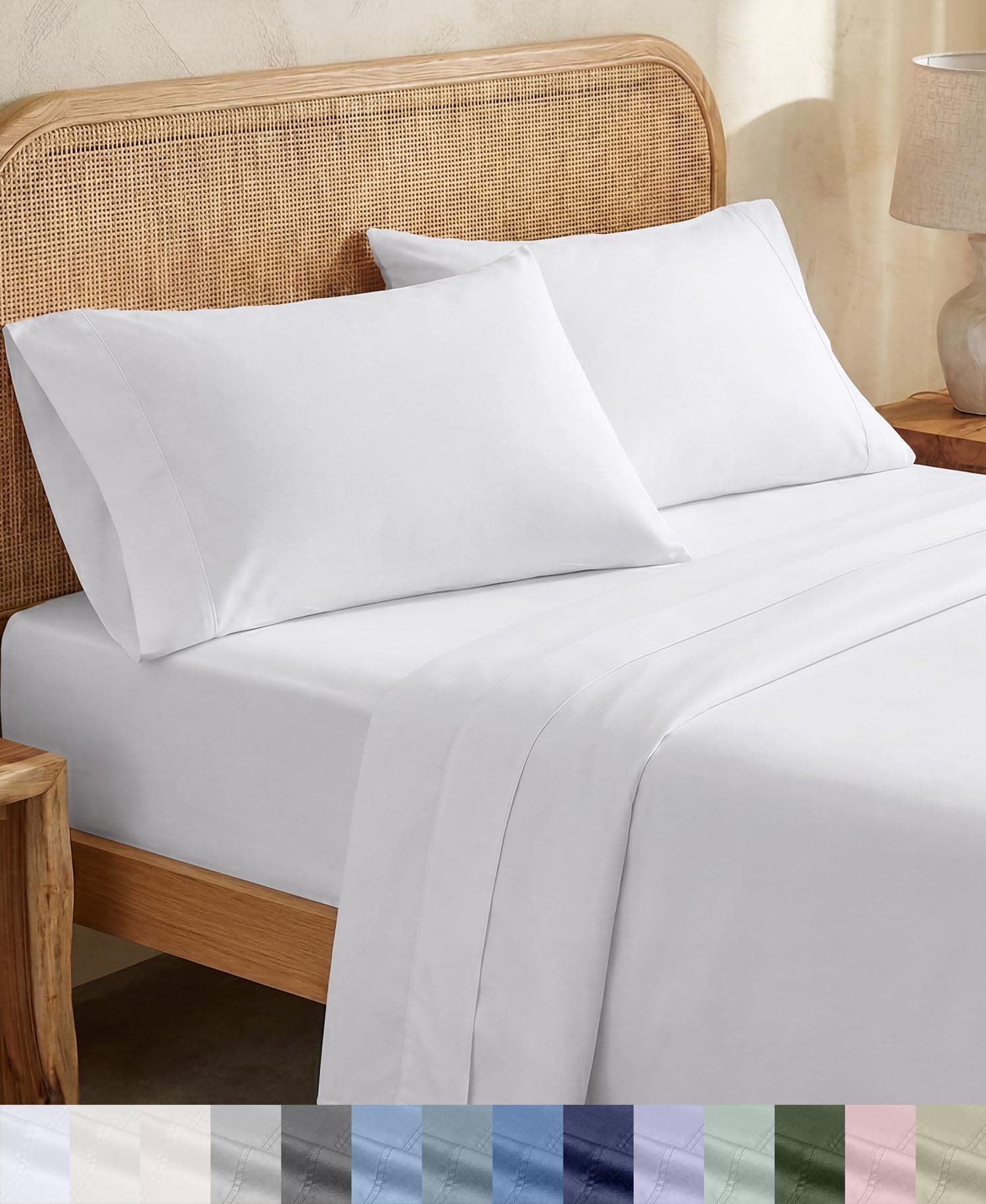 California Design Den 100% Organic Cotton King Size Sheets Set, White