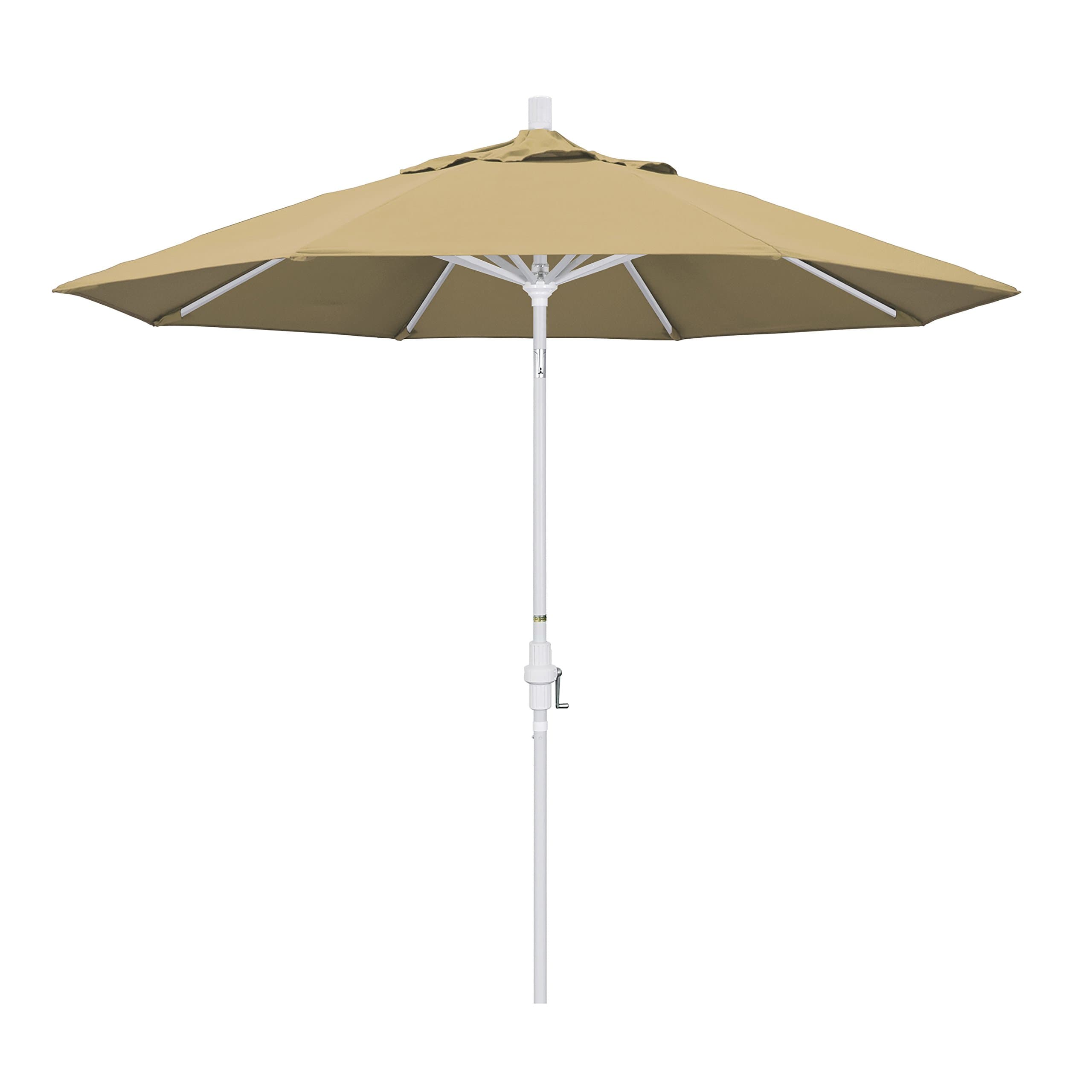 California Umbrella GSCU908170-F67 9-Feet Olefin Fabric Aluminum Crank Lift Market Umbrella with White Pole, Champagne