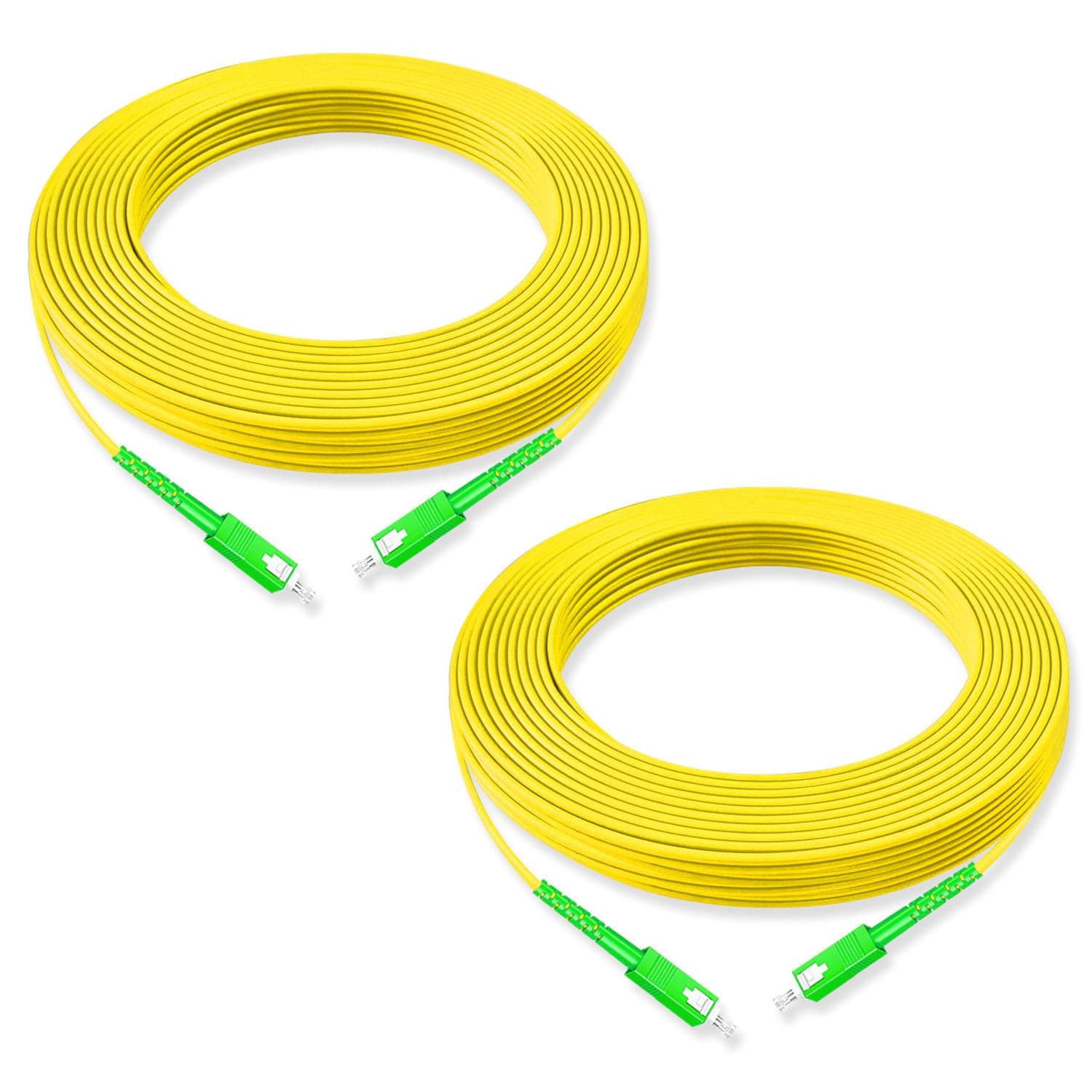 2Pcs 15 Meter Fiber Optic Patch Cord to SC for APC, Simplex Single Mode Fiber Cable Jumper OS2 G652D 9/125μm, 1310nm/1550nm LSZH 3.0mm