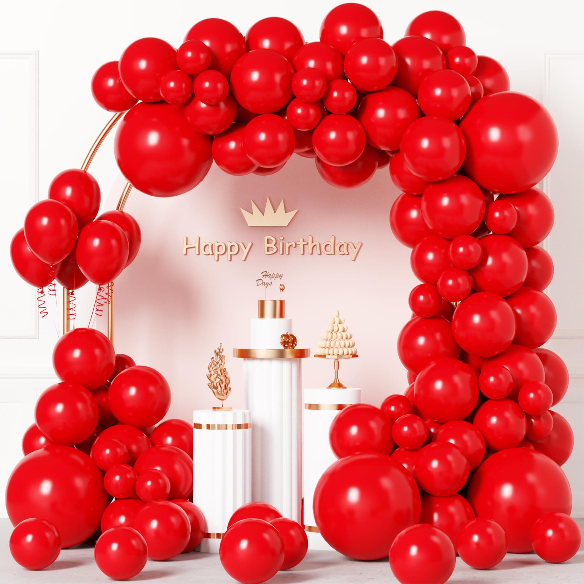 Red Balloons 110 PCS, Red Balloon Garland Arch Kit Latex Party Balloons 5 10 12 18 Inch Different Sizes Balloon Arch Kit for Birthday Wedding Engagements New Year Christmas Party Decor