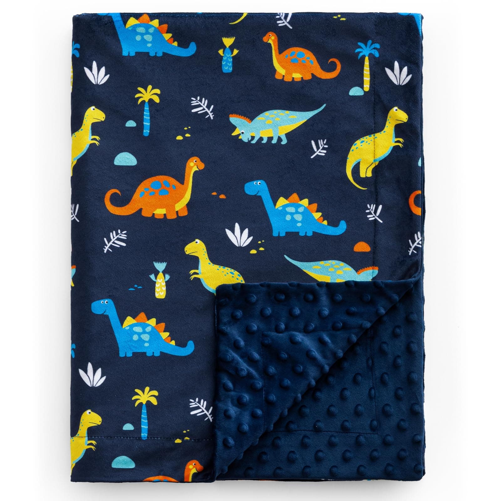 david's kids Micro Fleece Minky Baby Blanket for Boys Girls with Double Layer and Soothing Raised Dots, Breathable and Soft Lightweight Receiving Blanket for Newborns, 50x60 Inches, Dinosaur