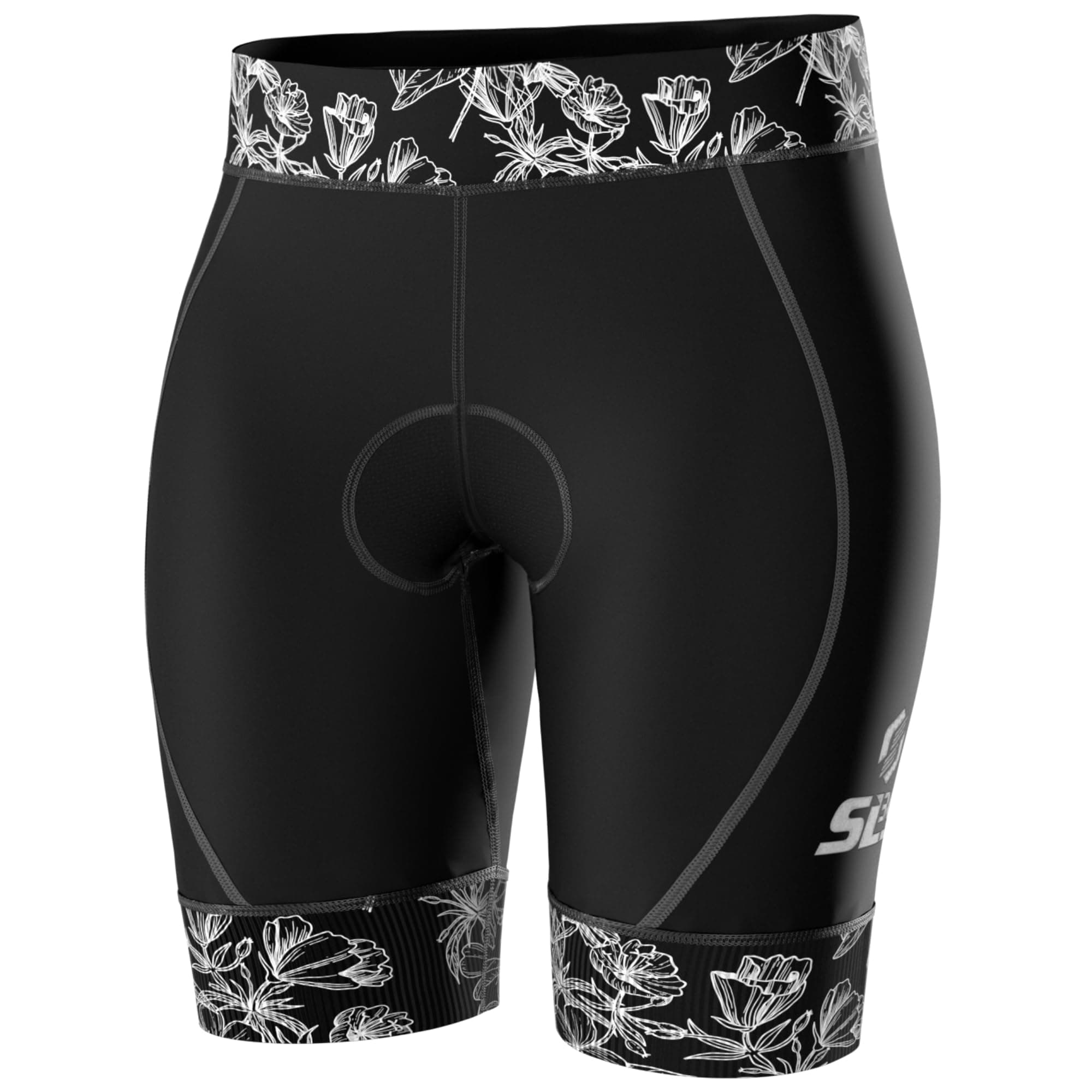 SLS3 Triathlon Shorts Women - Super Comfy Womens Tri Shorts for All Abilities - Slim Athletic Fit with Soft Chamois Pad (Black Rose, Medium)