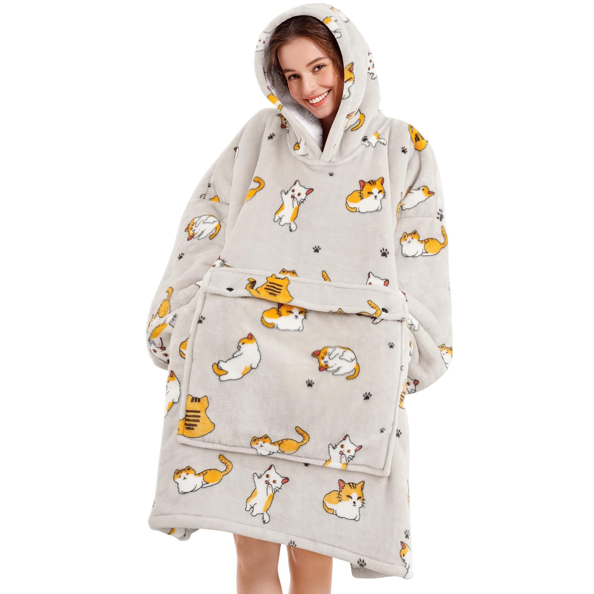 Narecte Übergroße Decke, Kapuzenpullover, Decke für Damen, tragbare Decke, Erwachsene, riesiger Kapuzenpullover, gemütliches Sweatshirt, Kawaii-Material, Geburtstagsgeschenk für Frauen, für Schwester,