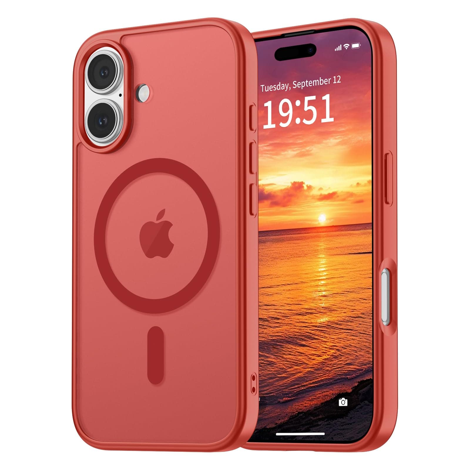 vnnink - Funda para iPhone 16 Plus, color rojo