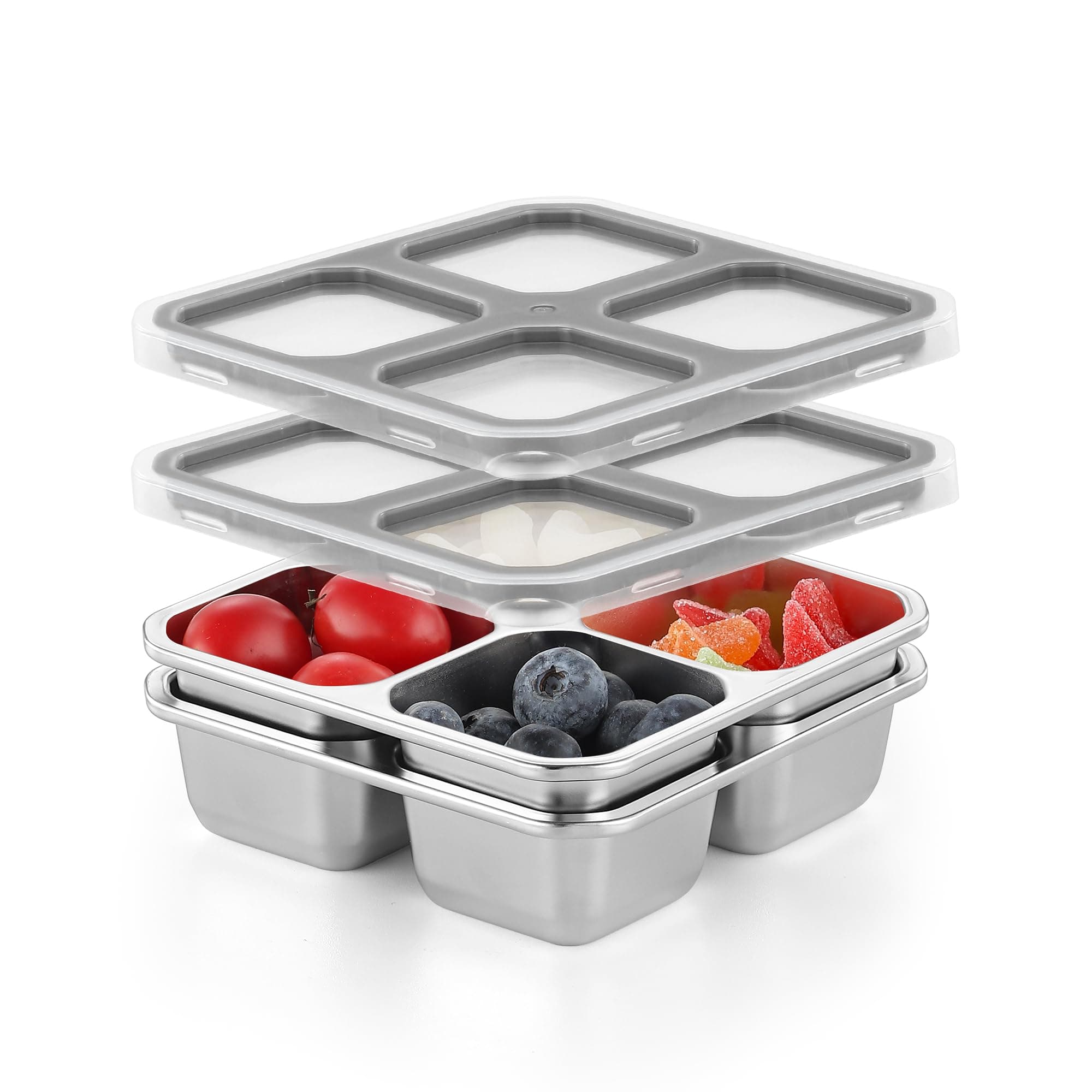 BEFOY 2-Pack 304 Stainless Steel Snack Box Bento Lunch Container