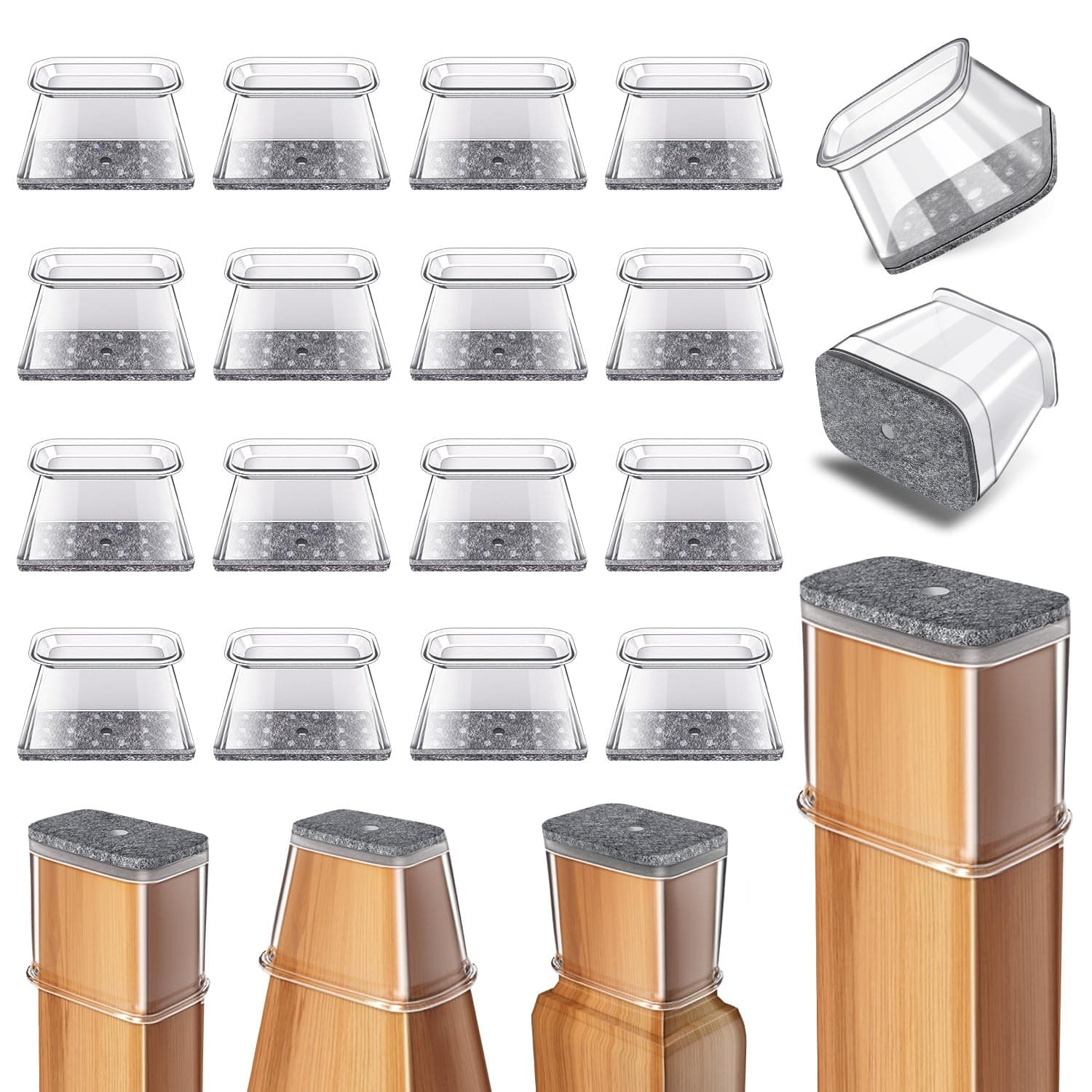 Ansible 24 Pcs Chair Leg Floor Protectors Rectangle