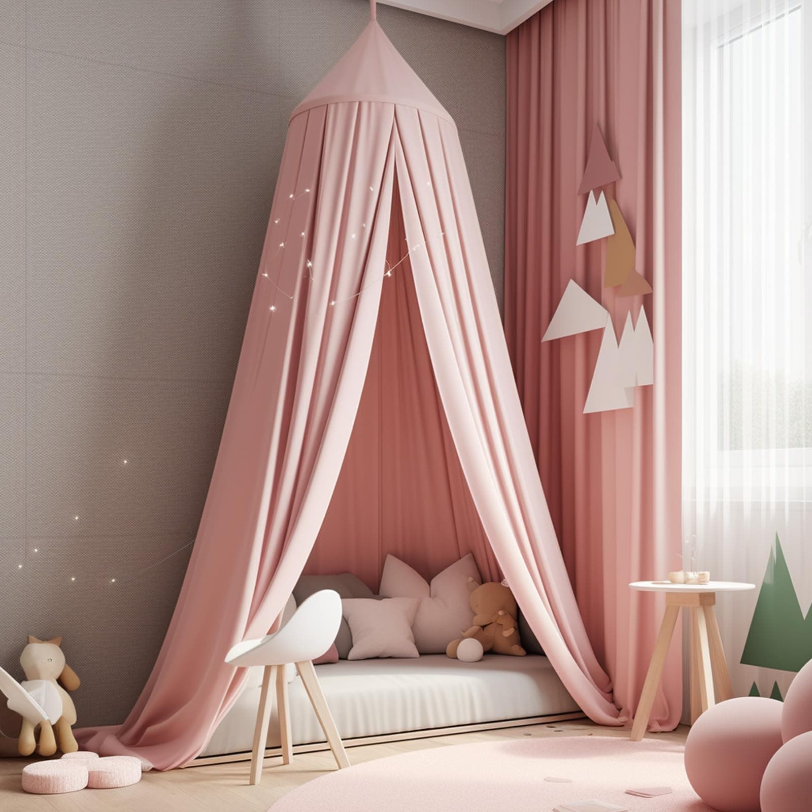 Sublaga Pink Canopy - Princess Bedroom Decor for Girls' Room, Room Decorations, Bed, Soft Smooth Play Tent
