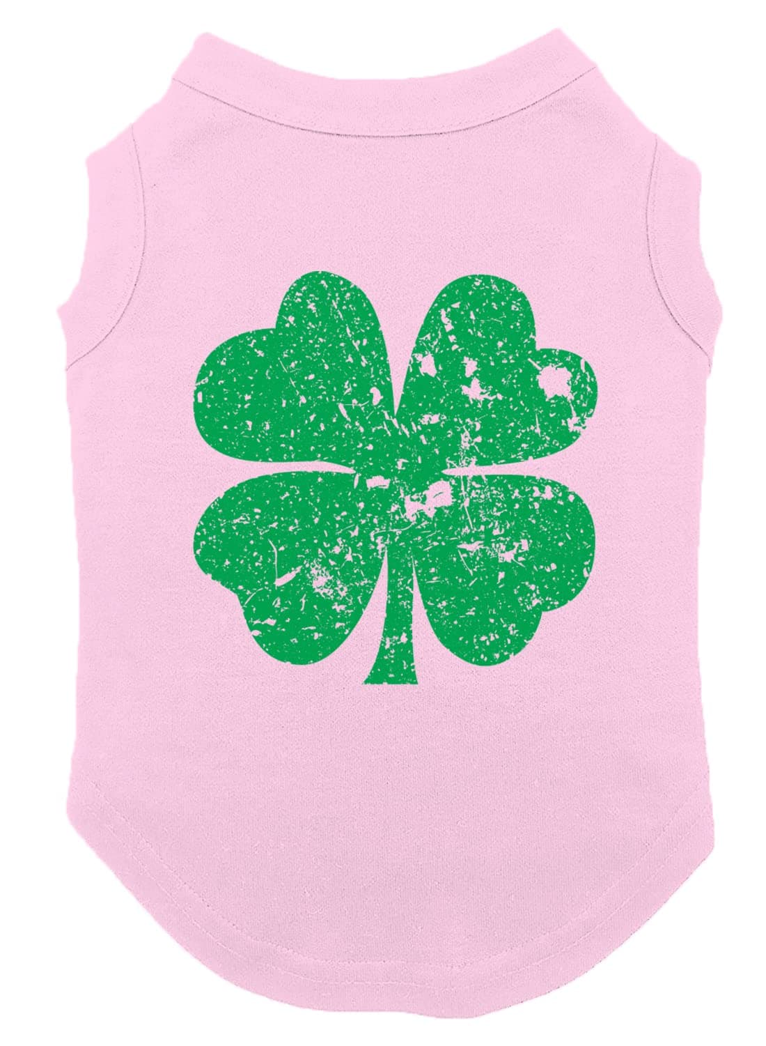 Distressed Green Four Leaf Clover Dog Shirt (Pink, 3X-Large)