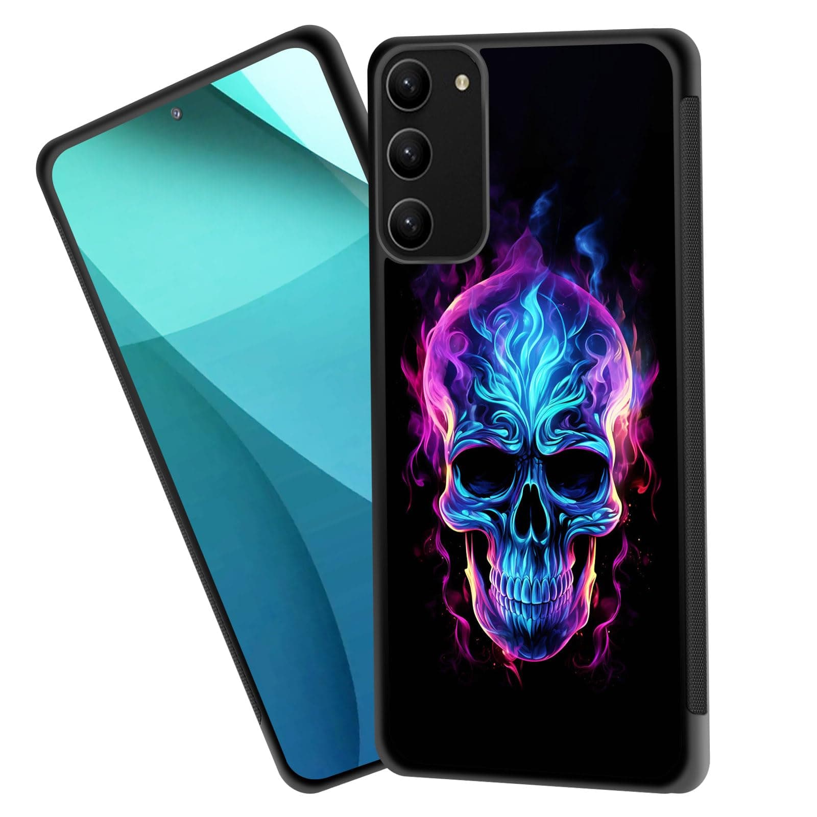 ZQLPLZR for Galaxy S20 FE 5G 2022 Case,Tire Anti-Skid Edges Cute Design Shockproof Bumper Full Protection Black Back Cover for Samsung Galaxy S20 FE 2020/ S20 FE 5G 2022,Flaming Skull