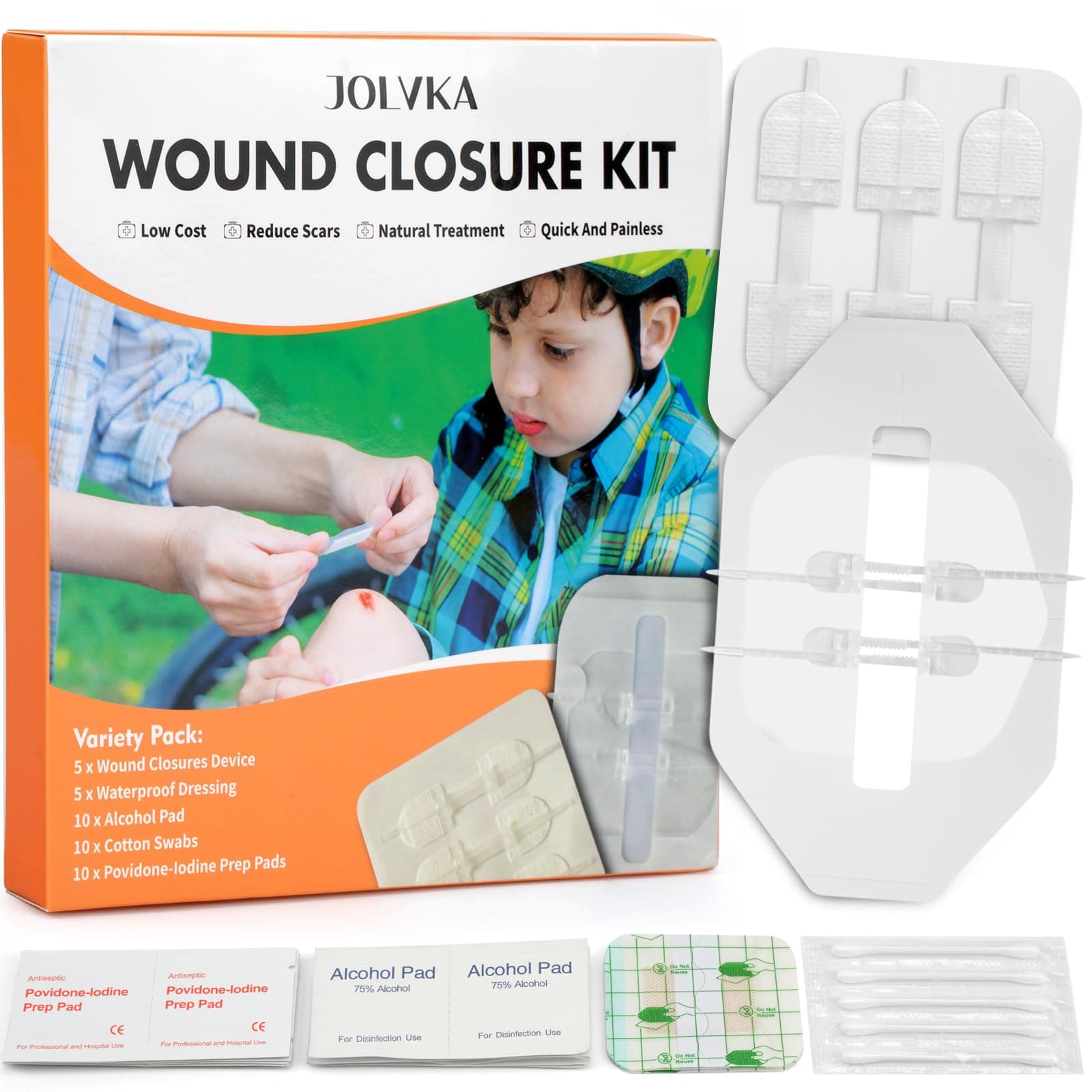 30 Pack Zip Stitch Wound Closure Strips, 2 Types Butterfly Bandaids, Emergency Closure Kit - Zip Stitch Wound Closures Device