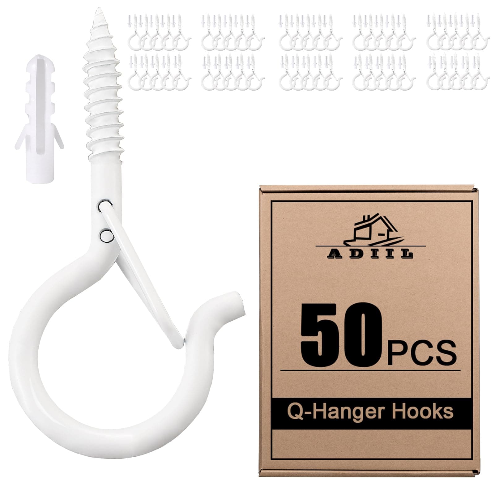 ADIIL Q Hanger Ceiling Screw Hooks for Hanging Outdoor String Light, Plants