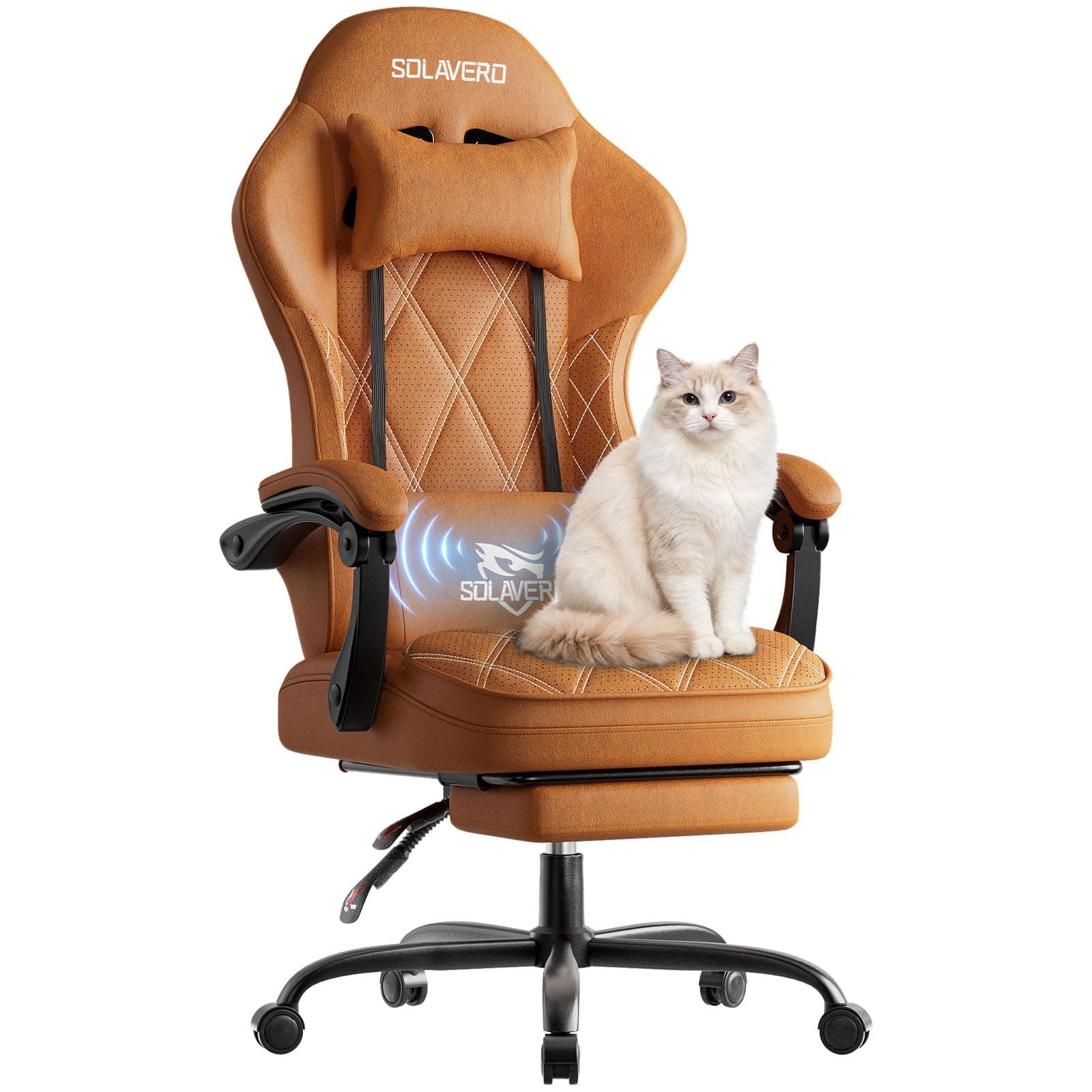 SOLAVERO Ergonomic Gaming Chair 330lbs with Footrest & Massage Lumbar