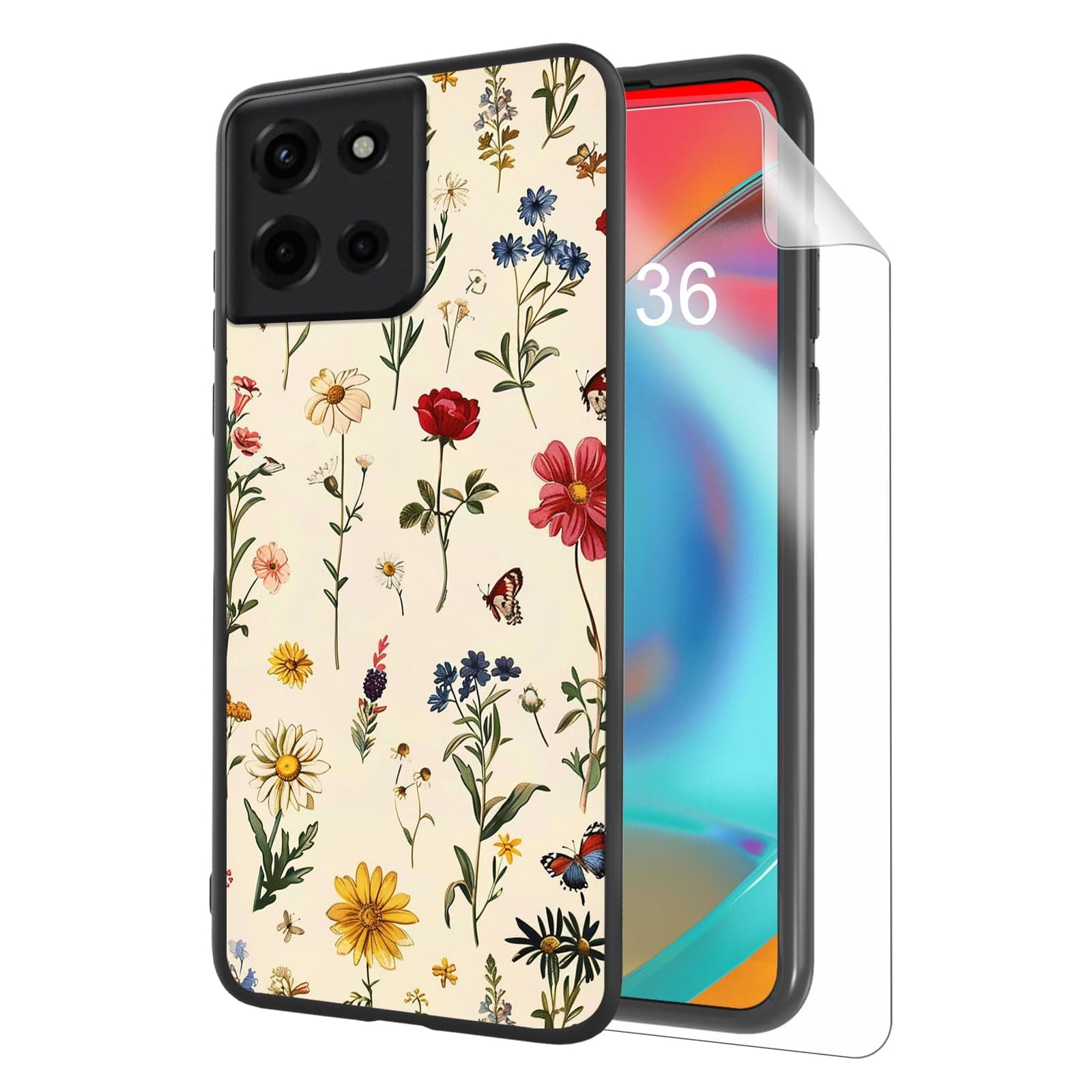 Tudguiloae for Moto G Power 2025 Phone Case, Soft TPU Shockproof Full Body Protection Cover 6.8" for Moto G Power 2025, Lightweight Compatible Wireless Charging, Featuring Wildflowers