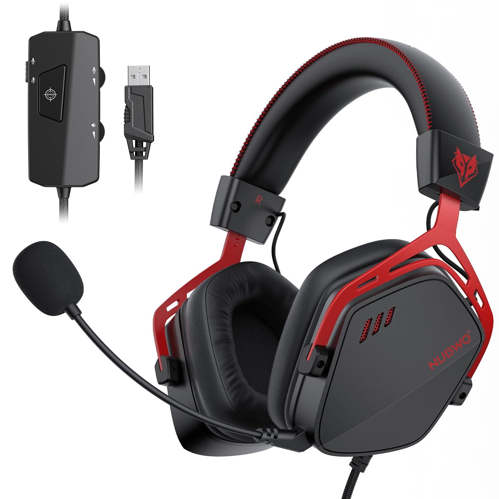 NUBWO HG03 Wired Gaming Headset for PC, FPS-Tuned, Noise-Canceling Mic