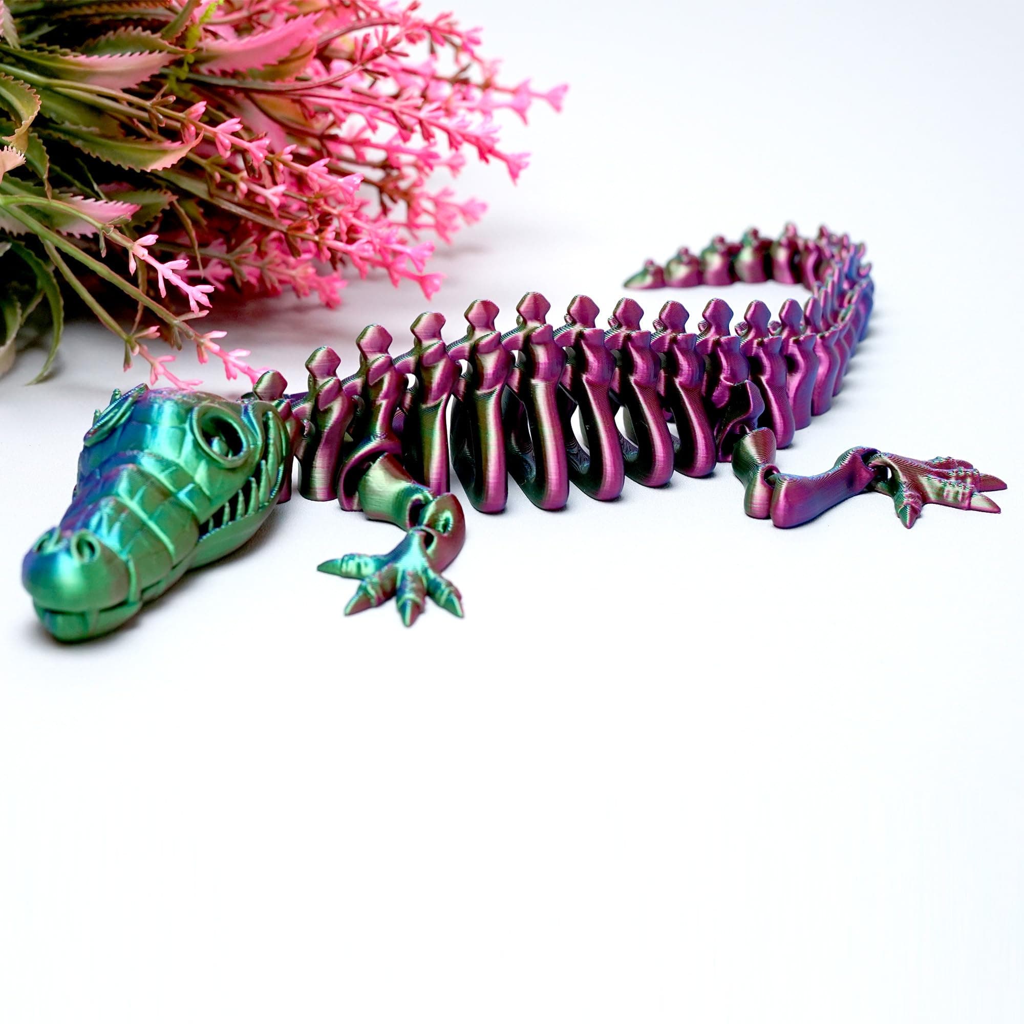 3D Printed crocodile Model,Flexible Realistic Articulated Animal Fidget Toys,Mystery Figurines Gifts for Easter,Executive Desk Funny Décor and Festival Collectible,Easter Basket Stuffers (RGB)