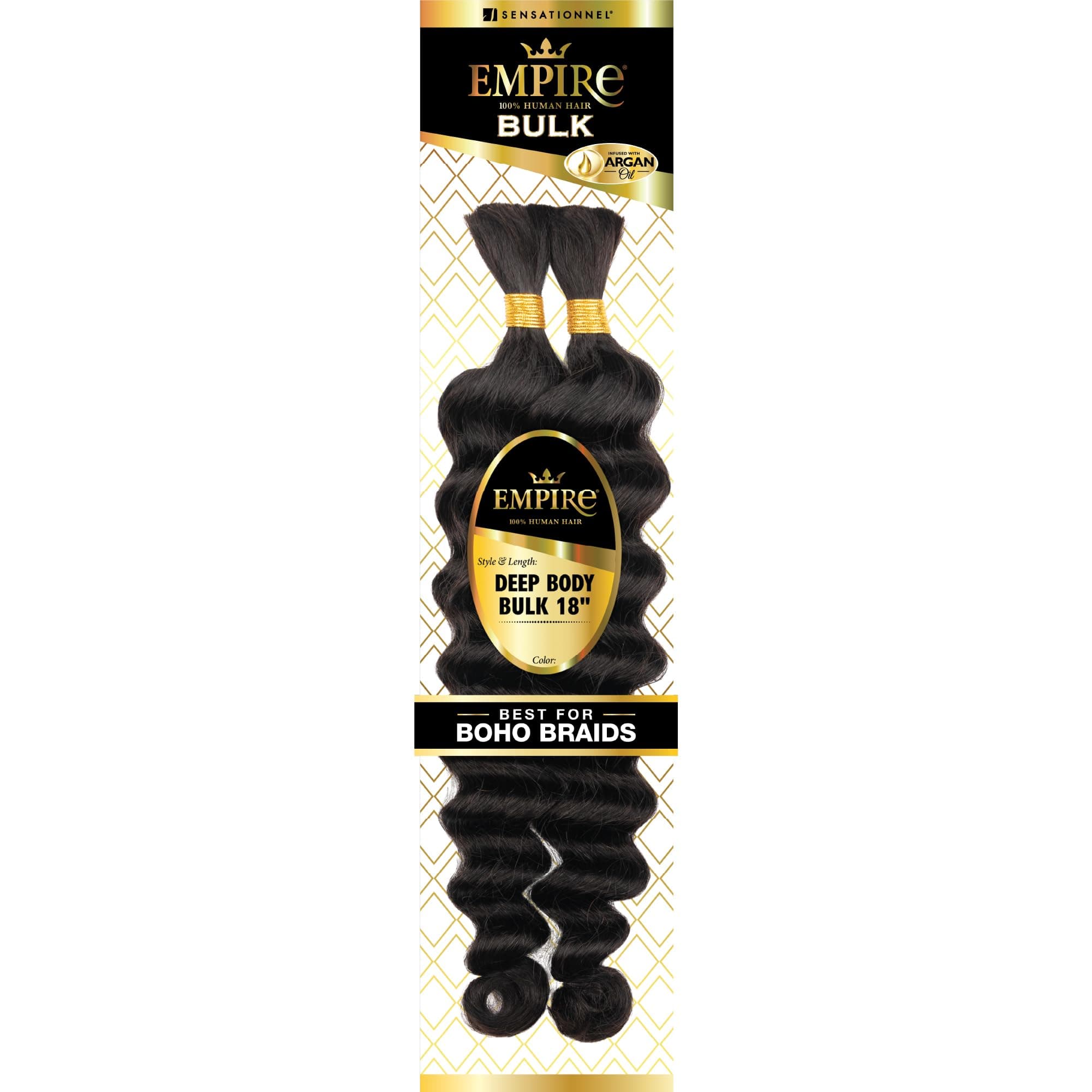 Sensationnel Empire bulk hair braiding – deep body bulk human hair with for knotless box or curly loose wave hair styles - Empire deep body bulk 1 pack (18 inch, 27 HONEYBLONDE)