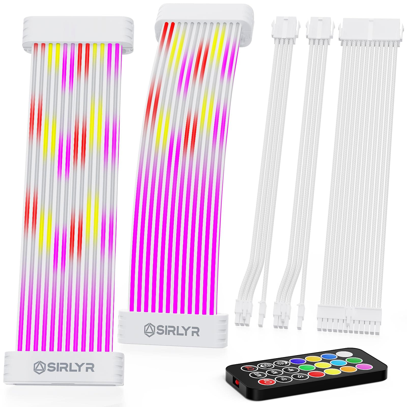 Sirlyr RGB PSU Extension Cables,24/8Pin,6 Light Strips,Remote ARGB