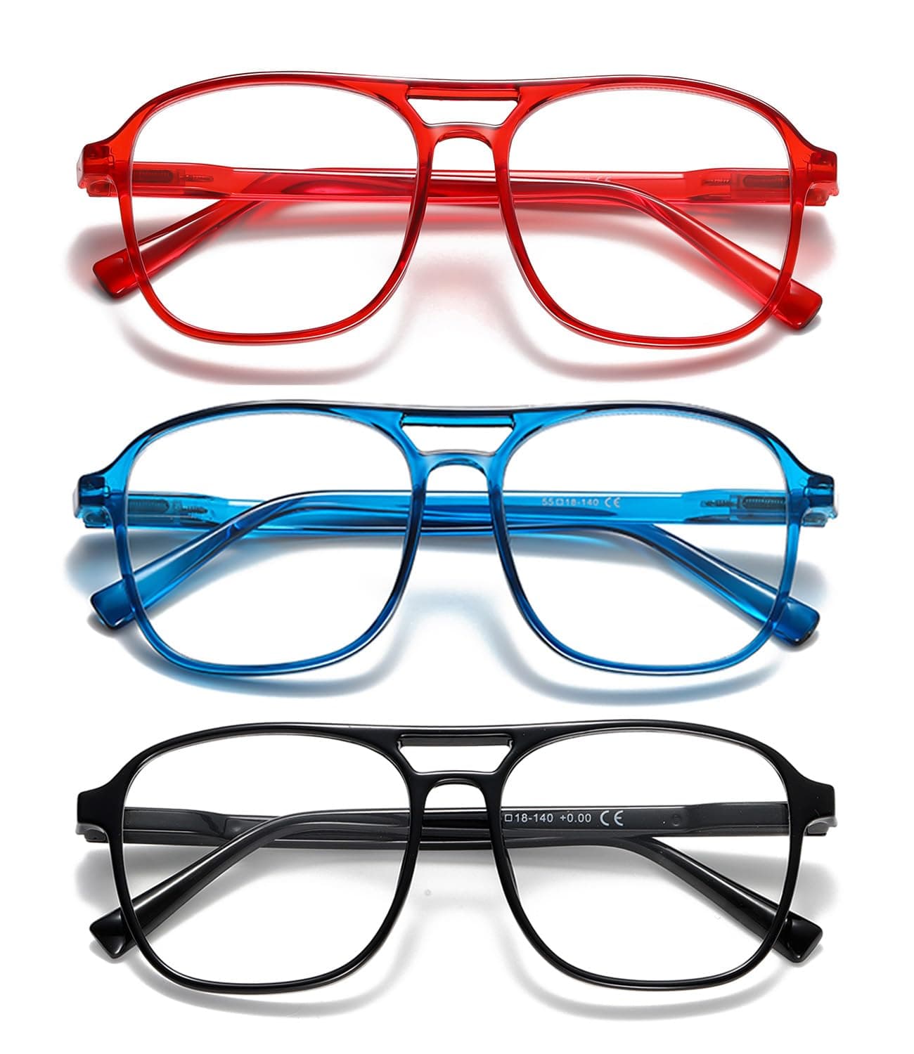 Dccdllo Aviator Reading Glasses for Women Men Men Blue Light Blocking Computer Readers Polit Style Trendy Eyewear (Black+Red+Blue,3.5)