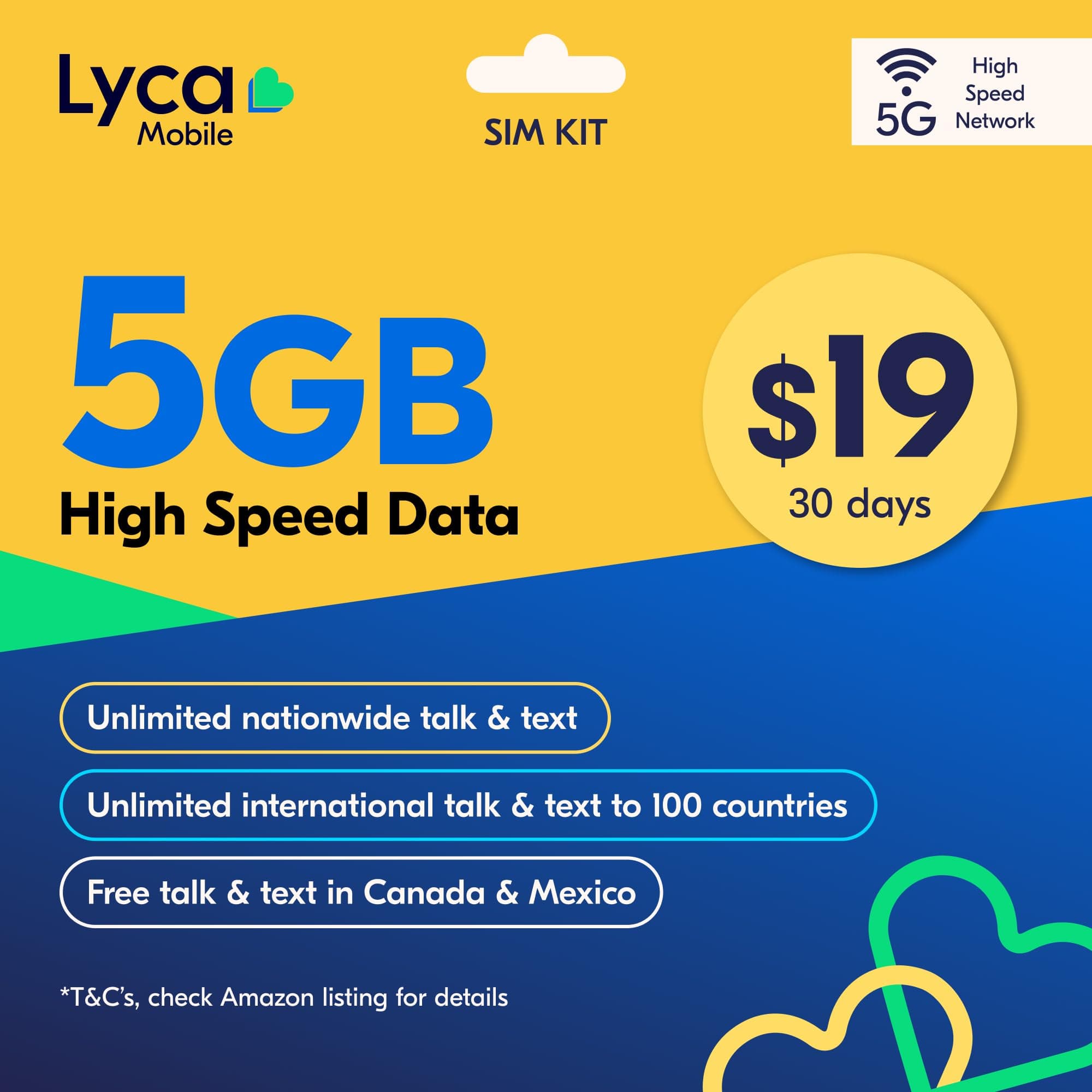 Lyca Mobile Prepaid 5G/4G SIM Card | Unlimited Talk, Text & Data (5GB (5GB Hotspot) | 30 Days)