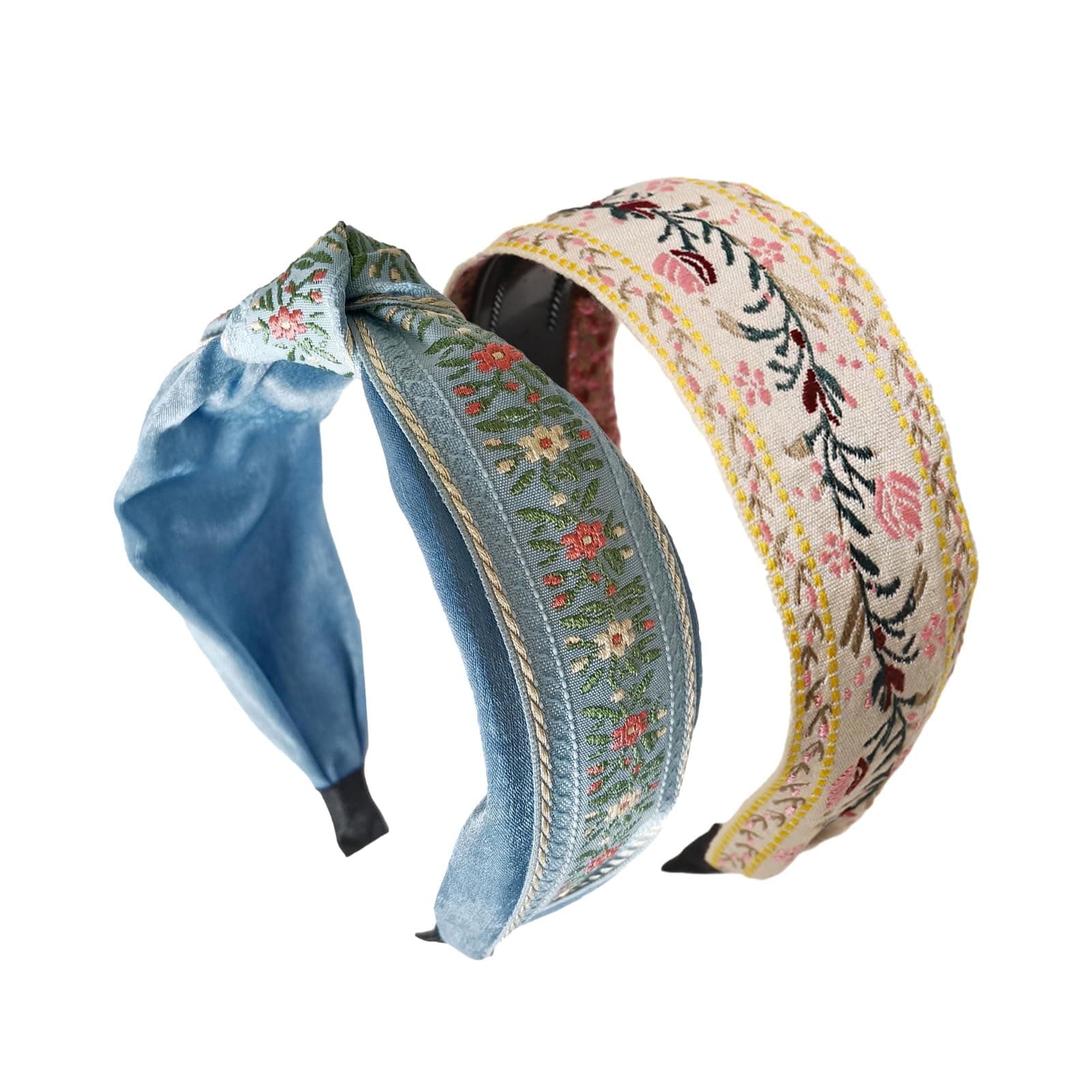 drakloak Fashion Headbands for Women Girls,2PCS Knotted Headband For Women,Girls Headbands,non Slip Headbands for Women,Wide Hairband,Hair Accessory(11-BL-12-PP)