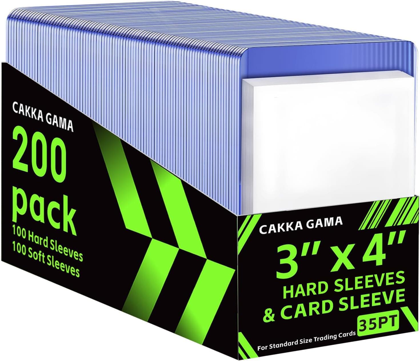 200 PCS Card Sleeves Top Loaders for Cards, Hard Plastic Toploaders, Baseball Trading Card Holder Protectors (100 Toploaders + 100 Sleeves)