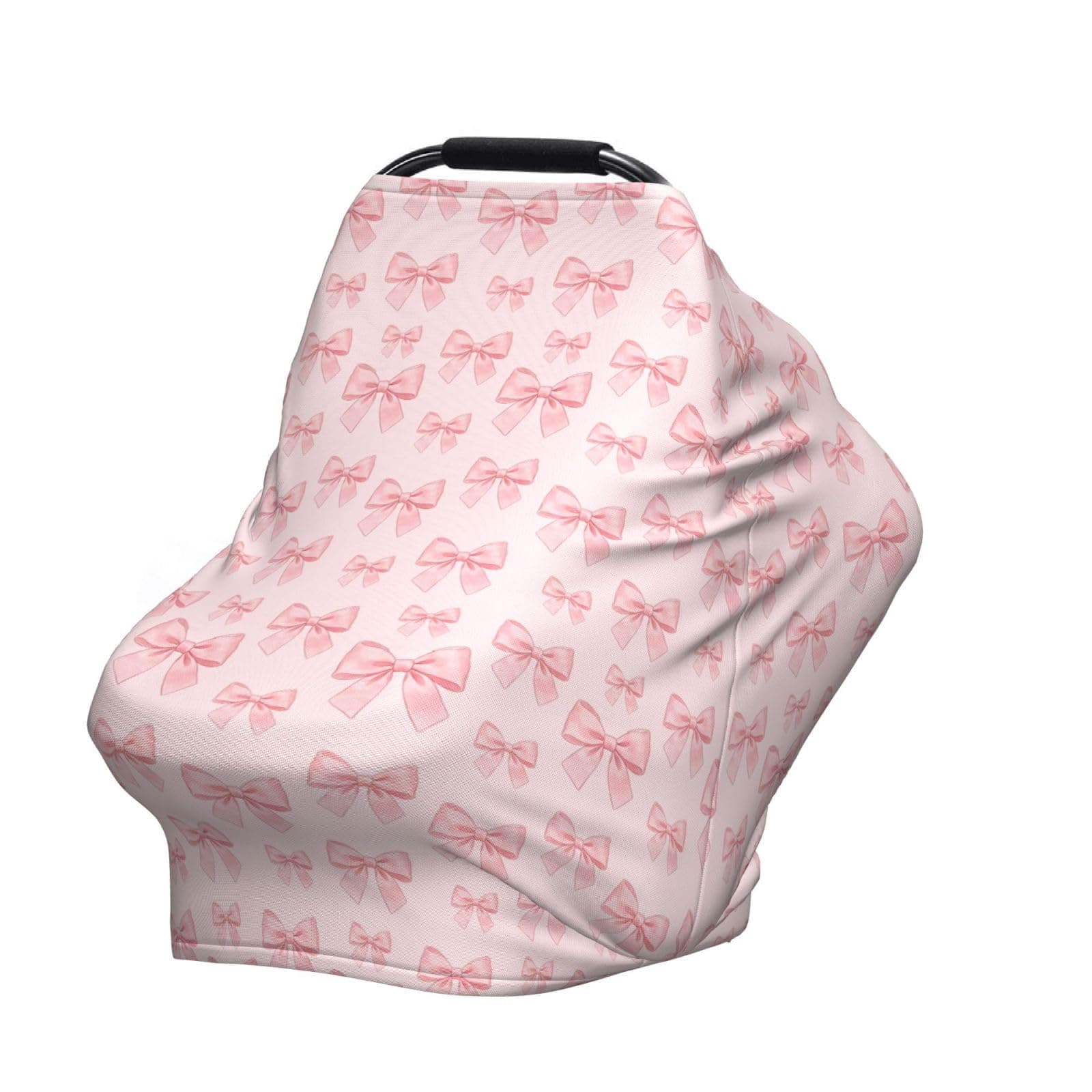 Pink Bow Baby Stuff Car Seat Cover for Baby,Mom Nursing Breastfeeding Covers,Multi-Use Car Seat Canopy Carrier Cover,Stroller Cover Newborn Shower Gift for Boys Girls